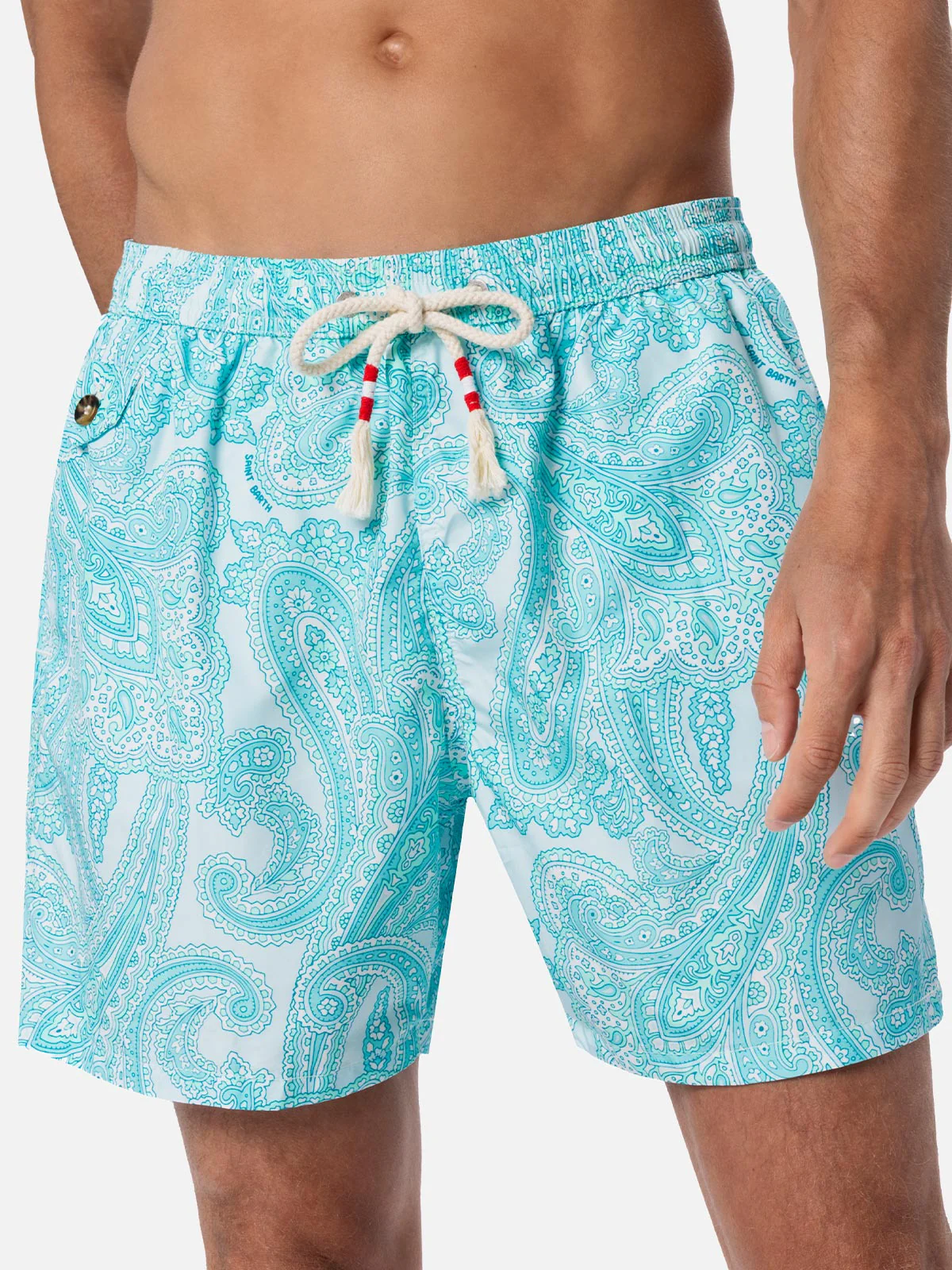 Man lightweight fabric swim-shorts Lighting 70 with paisley print - Image 4