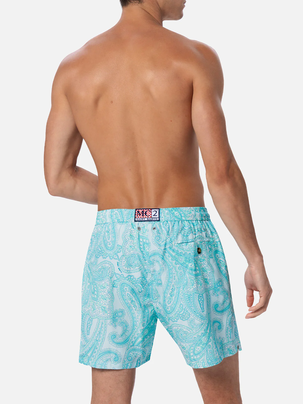 Man lightweight fabric swim-shorts Lighting 70 with paisley print - Image 5