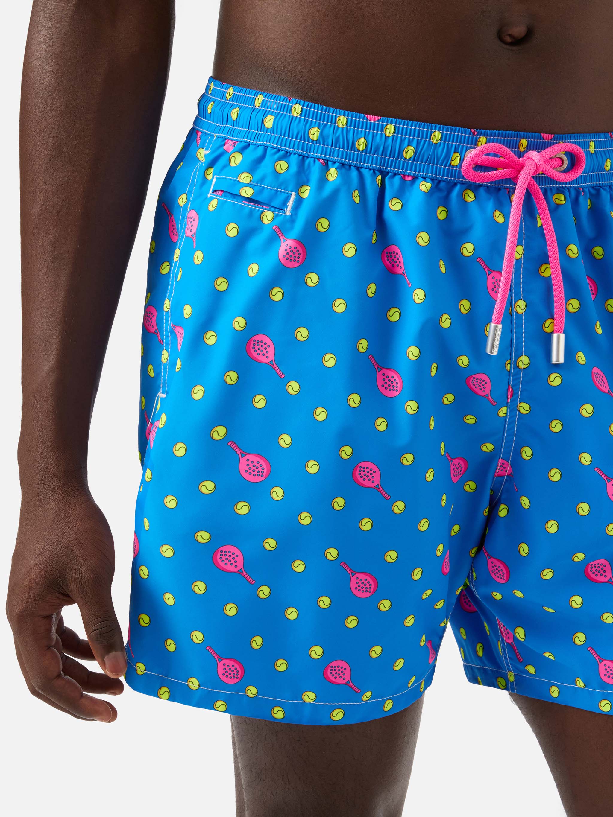 Lighting Micro Fantasy swim shorts in technical fabric with padel pattern in blue and multicolor - Image 4