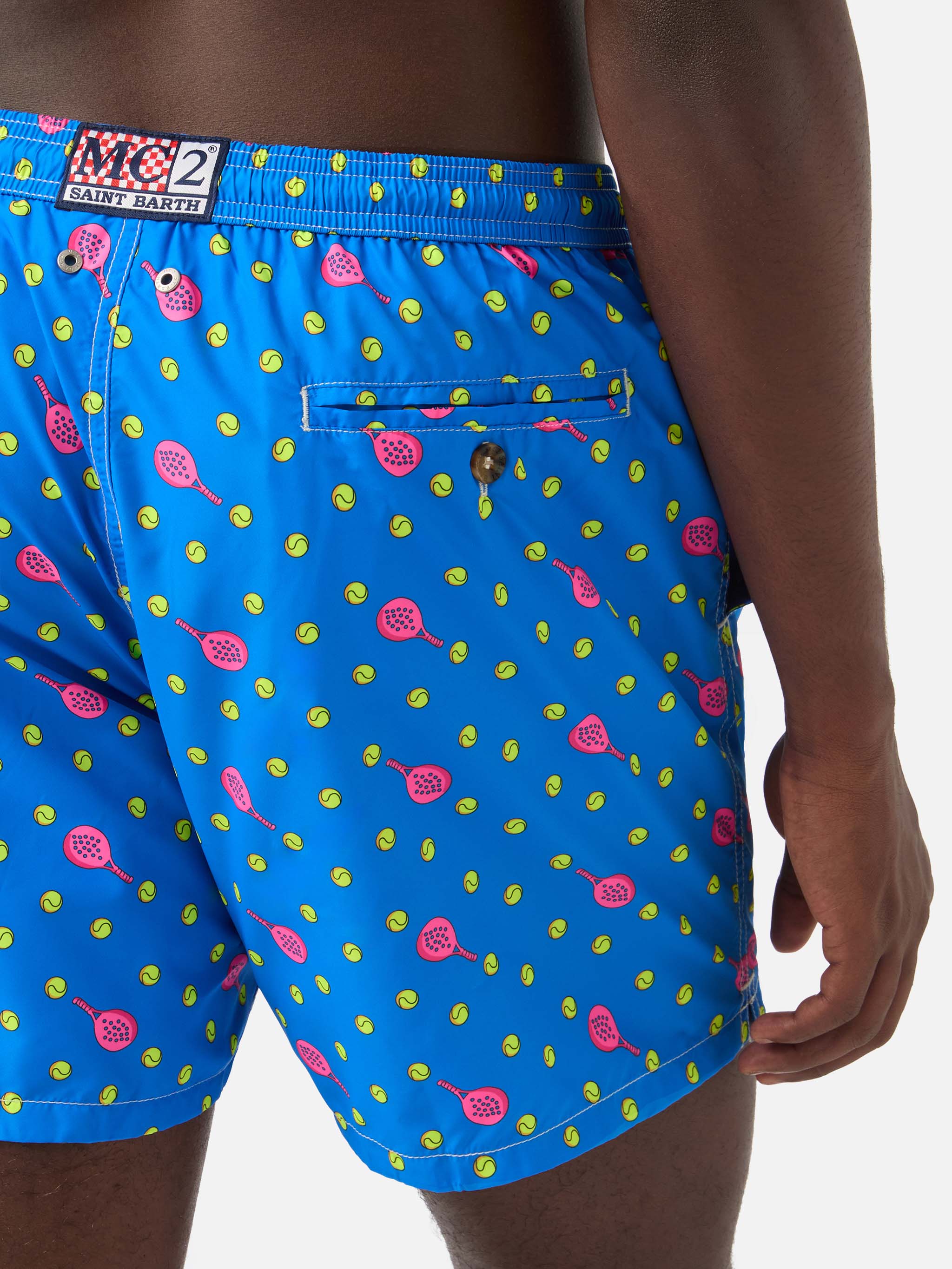 Lighting Micro Fantasy swim shorts in technical fabric with padel pattern in blue and multicolor - Image 6