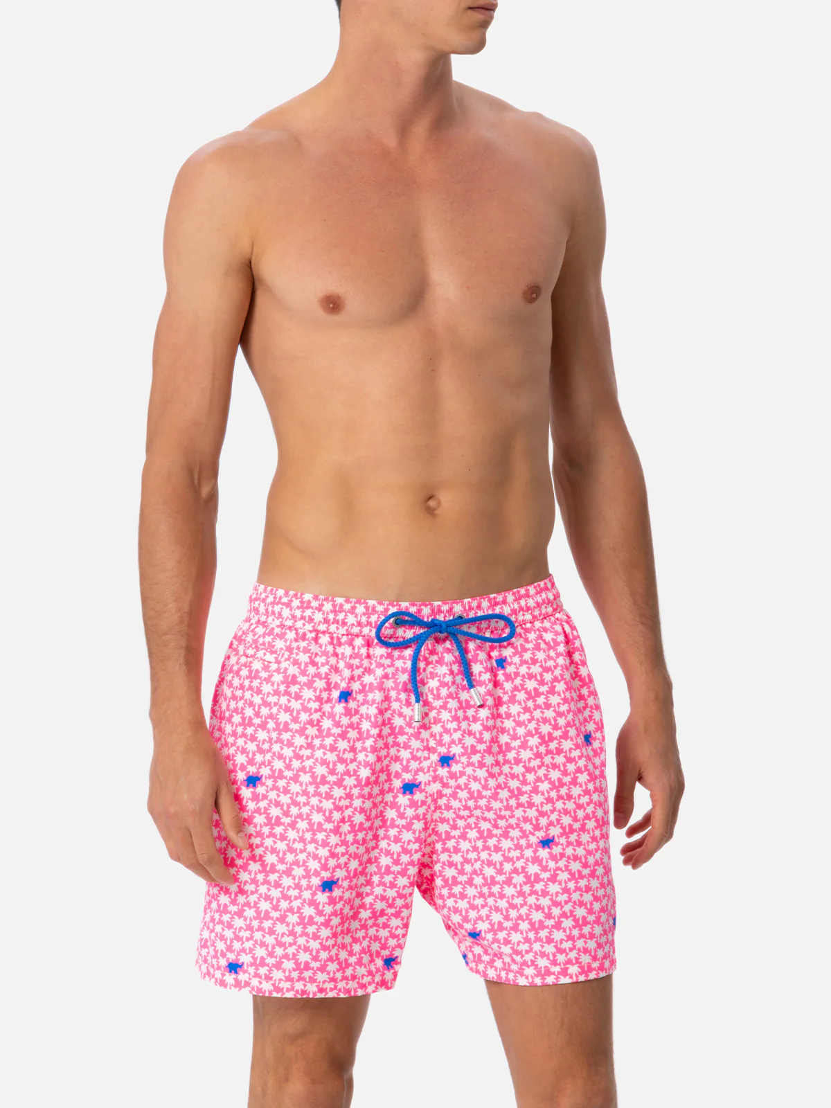 Man lightweight fabric swim-shorts Lighting Micro Fantasy with palms print - Image 3