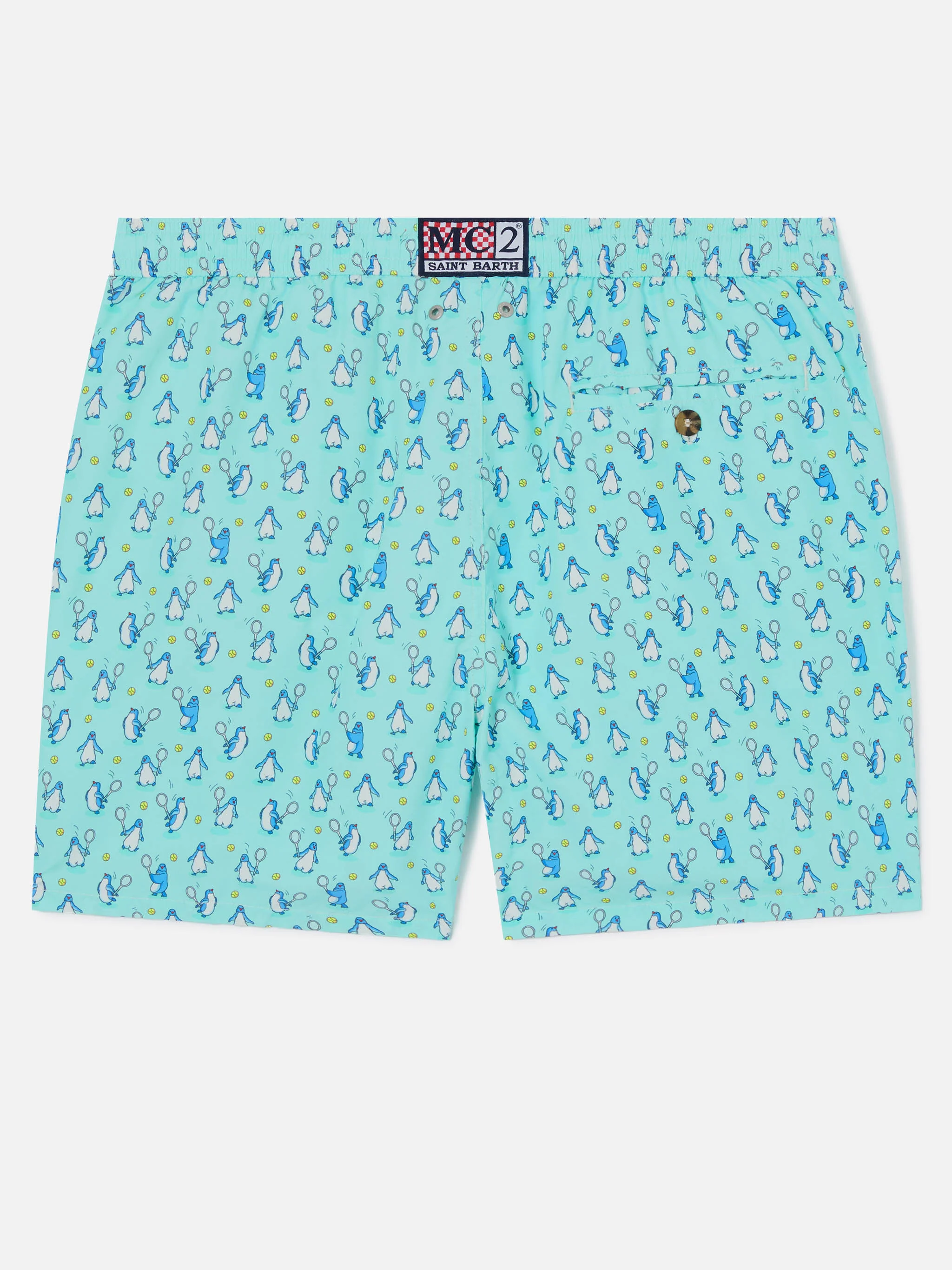 Lighting Micro Fantasy swim shorts in technical fabric with penguin pattern in blue and multicolor - Image 2