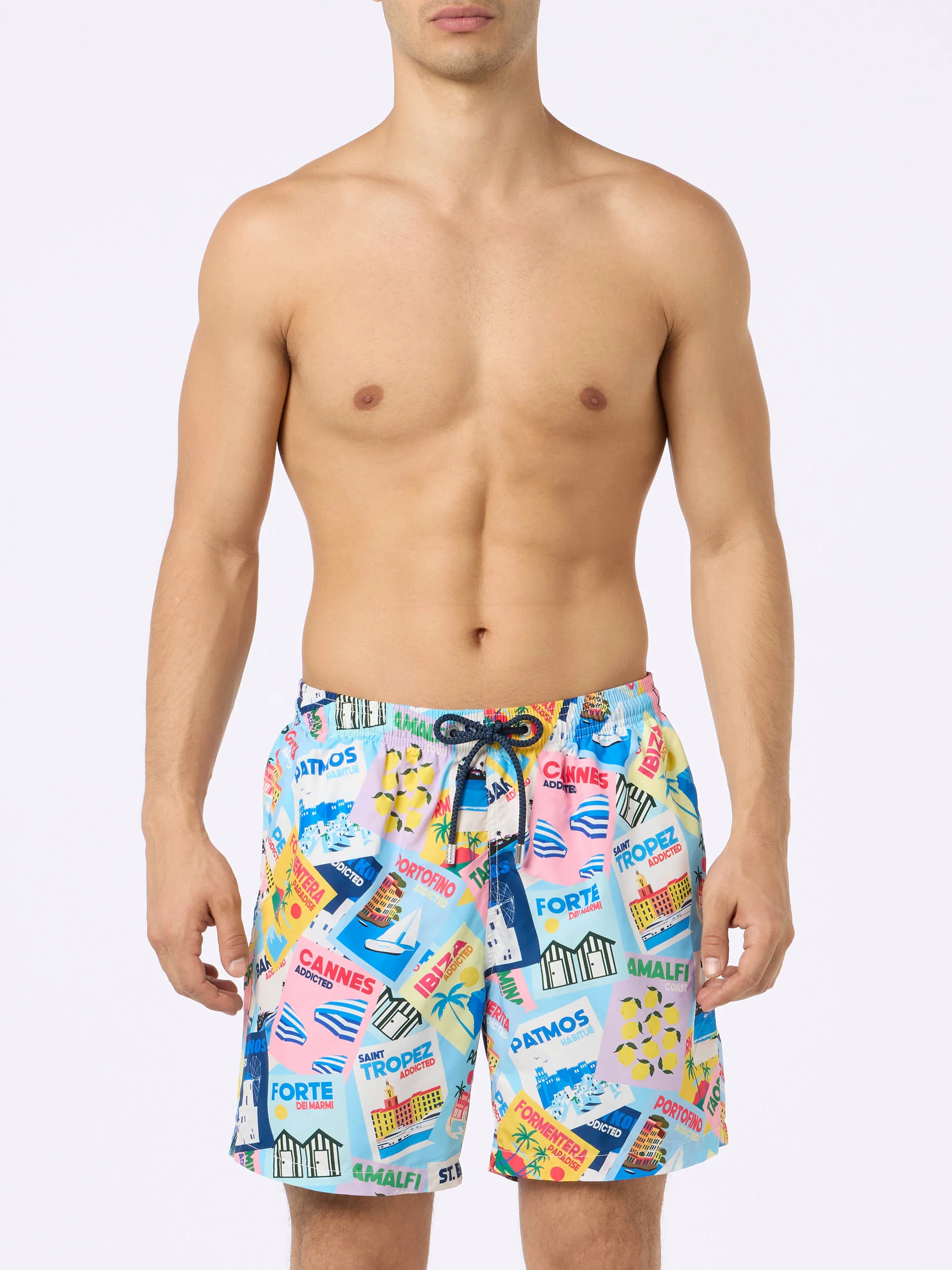 Lighting swim shorts with postcard print - Image 3