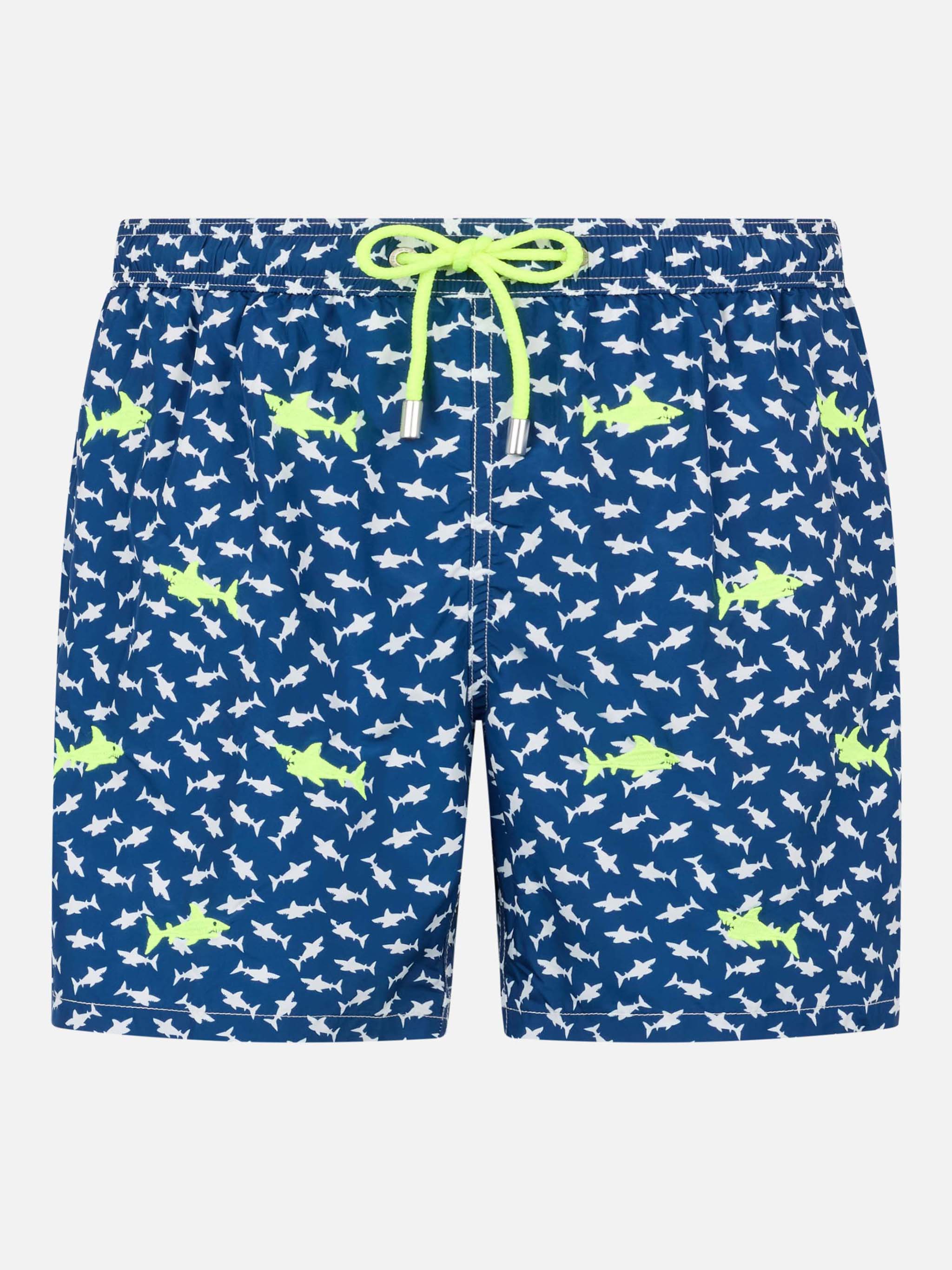 Lighting embroidered sharks swim shorts