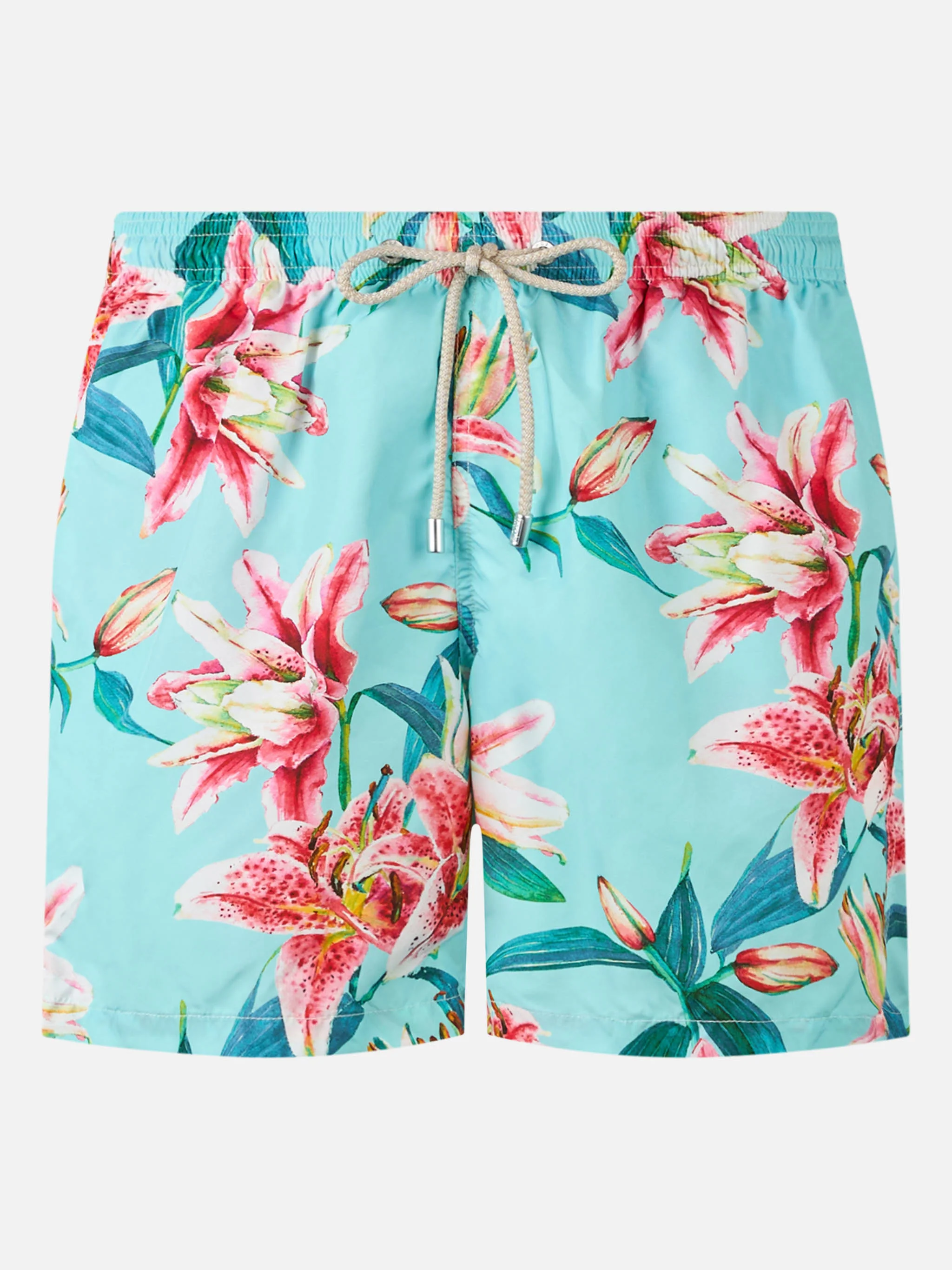 Lighting swim shorts with tropical flowers print