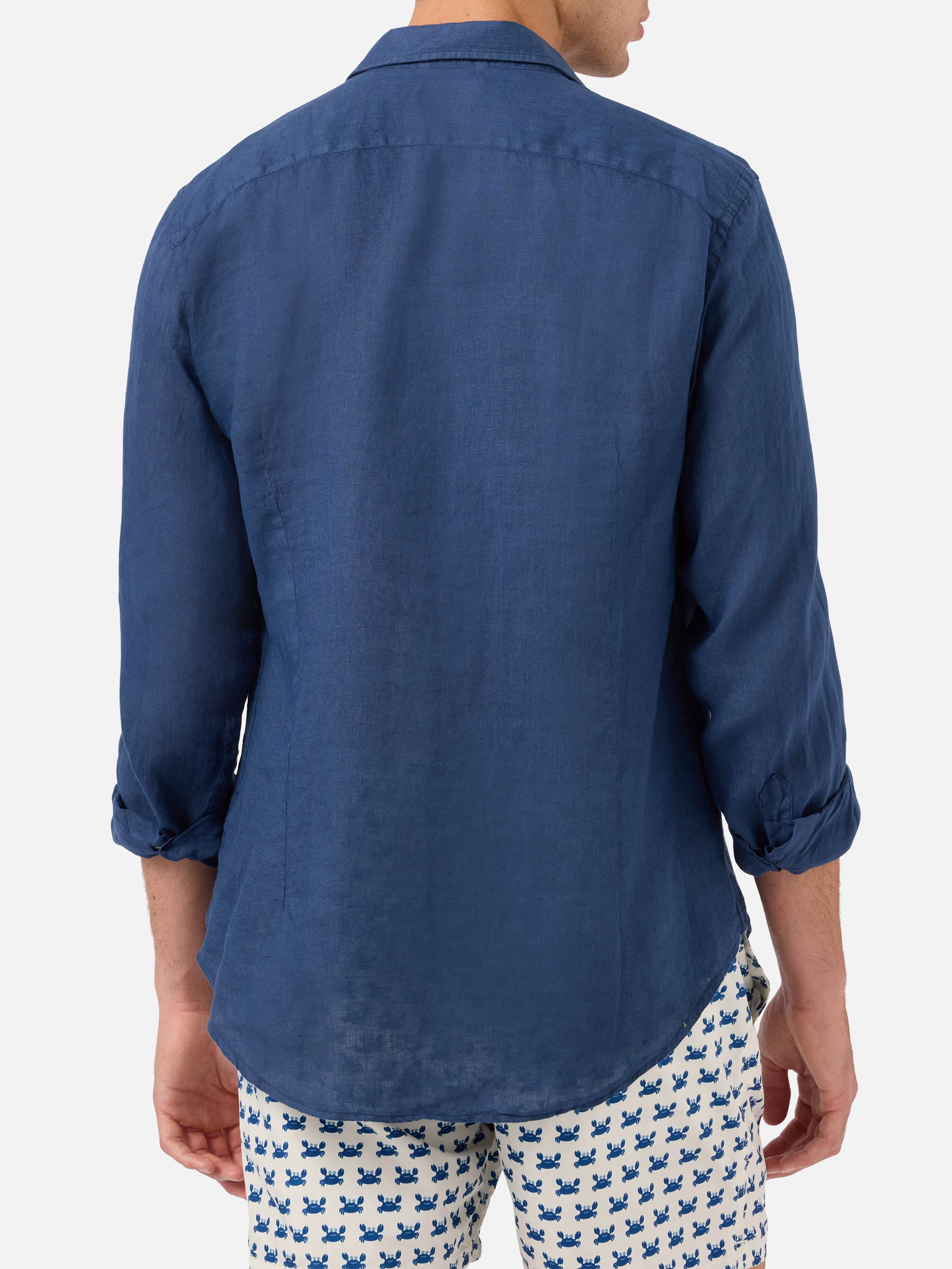 Pamplona navy blue linen shirt - Image 3