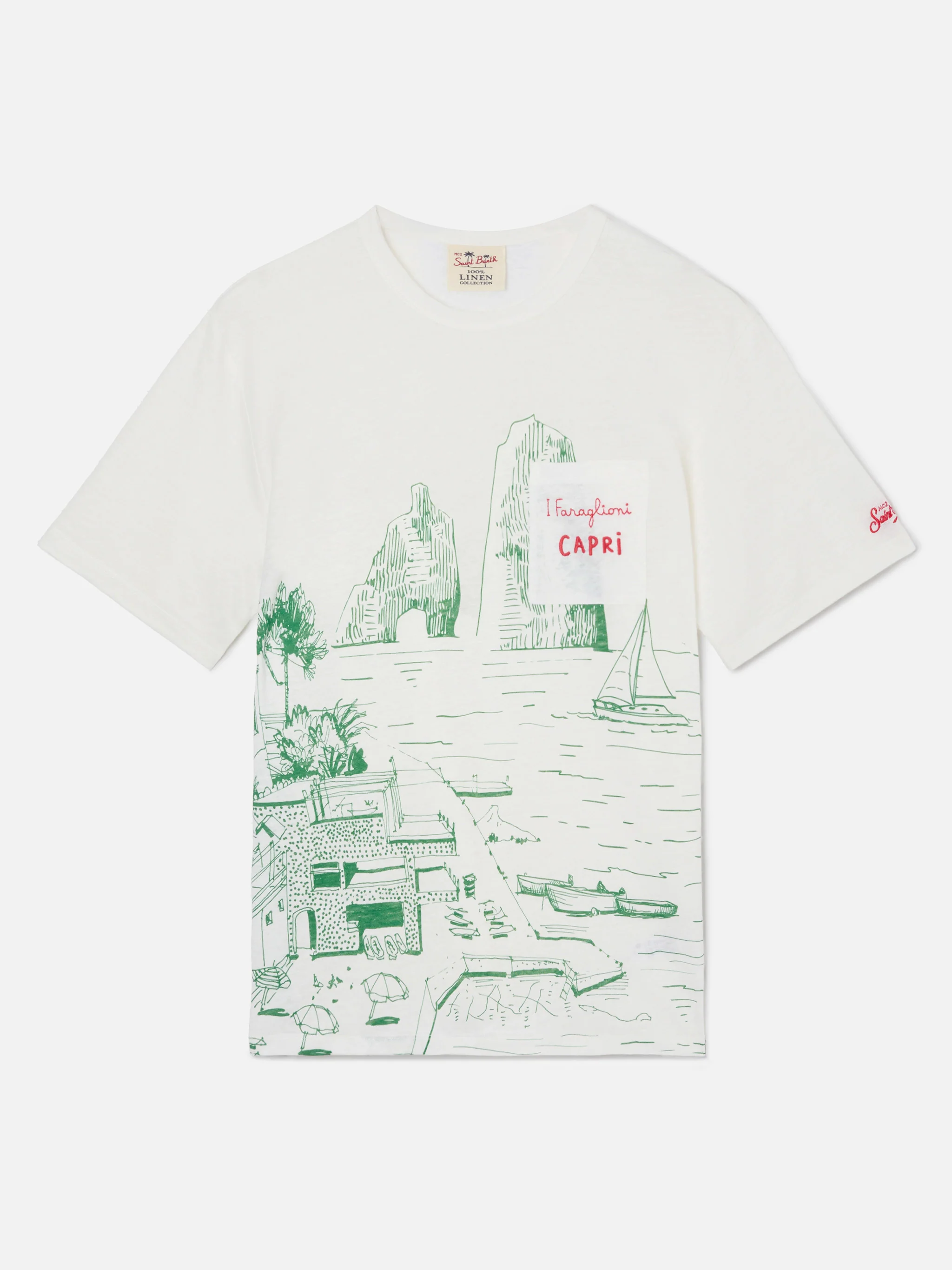 Ecstasea linen jersey t-shirt with Capri print