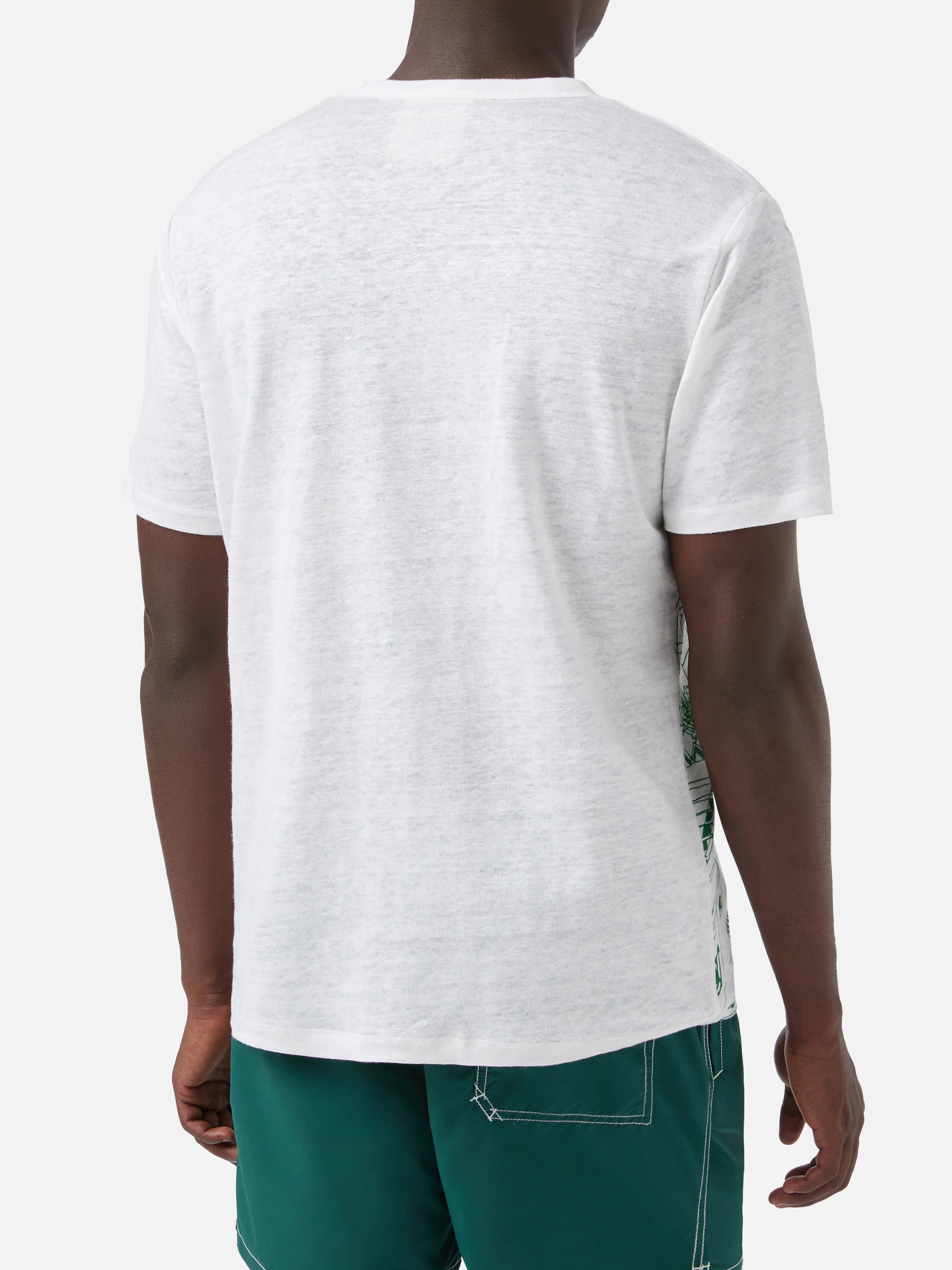 Ecstasea linen jersey t-shirt with Capri print - Image 4