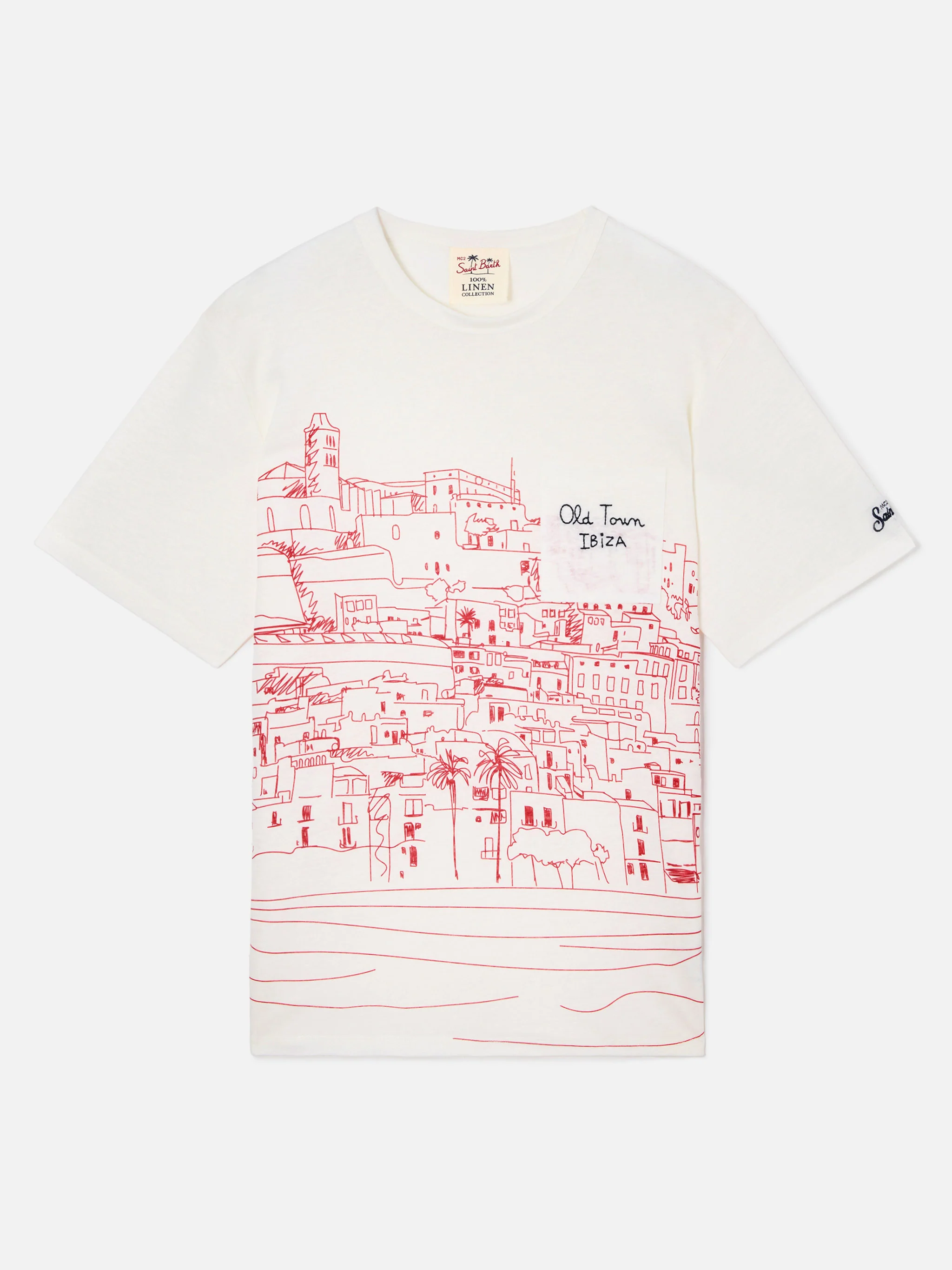 Ecstasea linen jersey t-shirt with Ibiza print