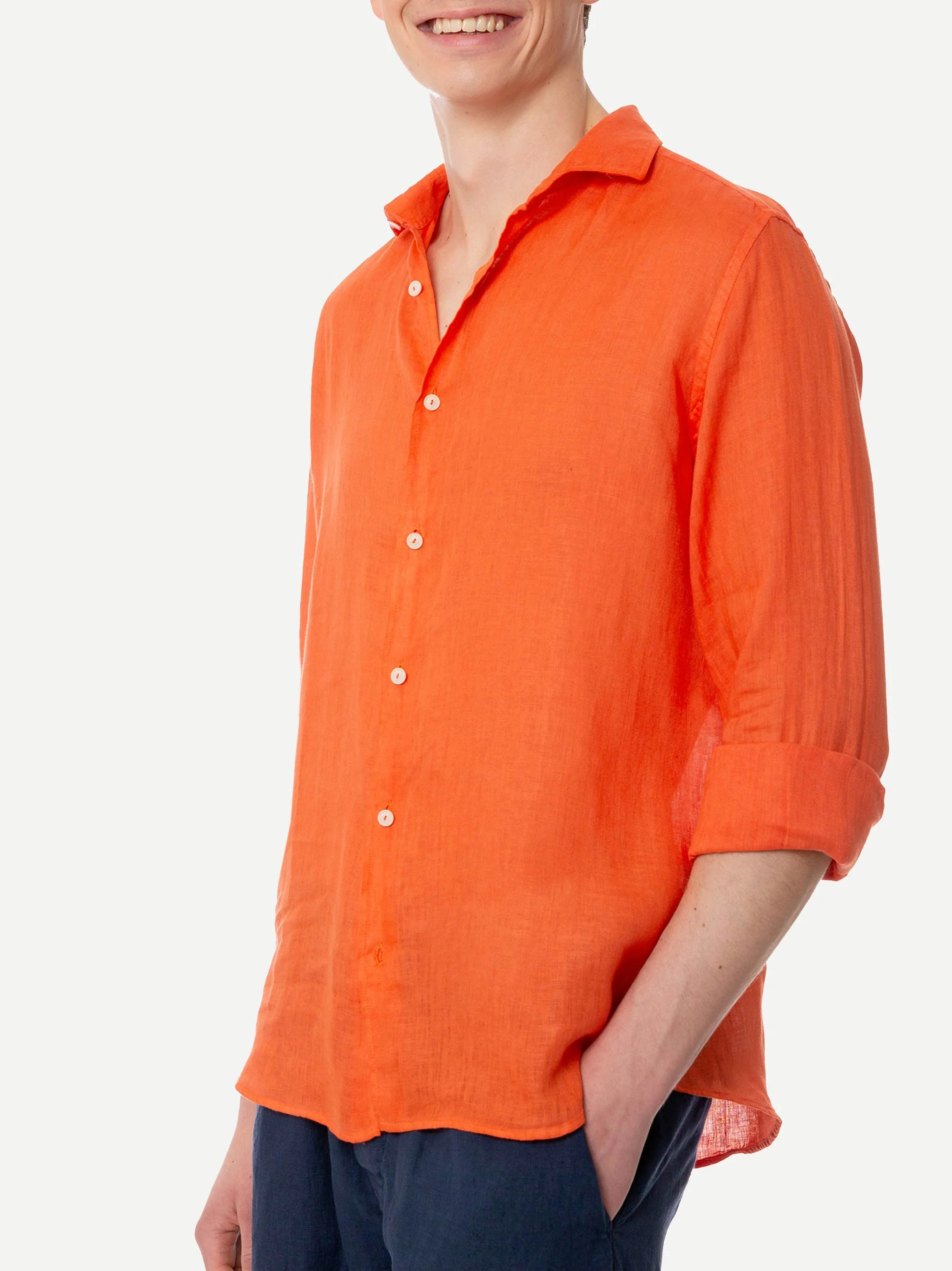 Pamplona orange linen shirt - Image 2