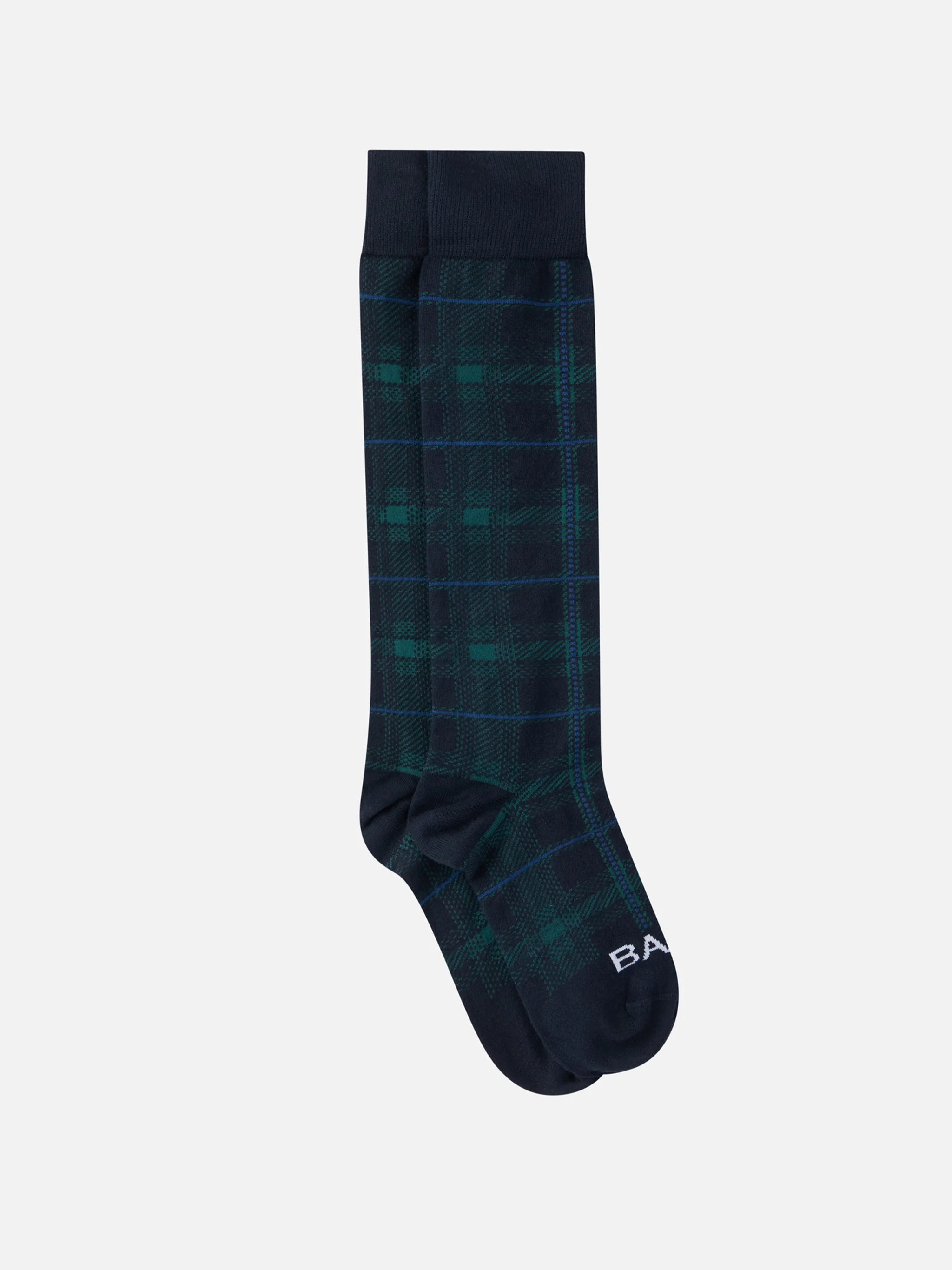 Long socks with tartan pattern in green and blue