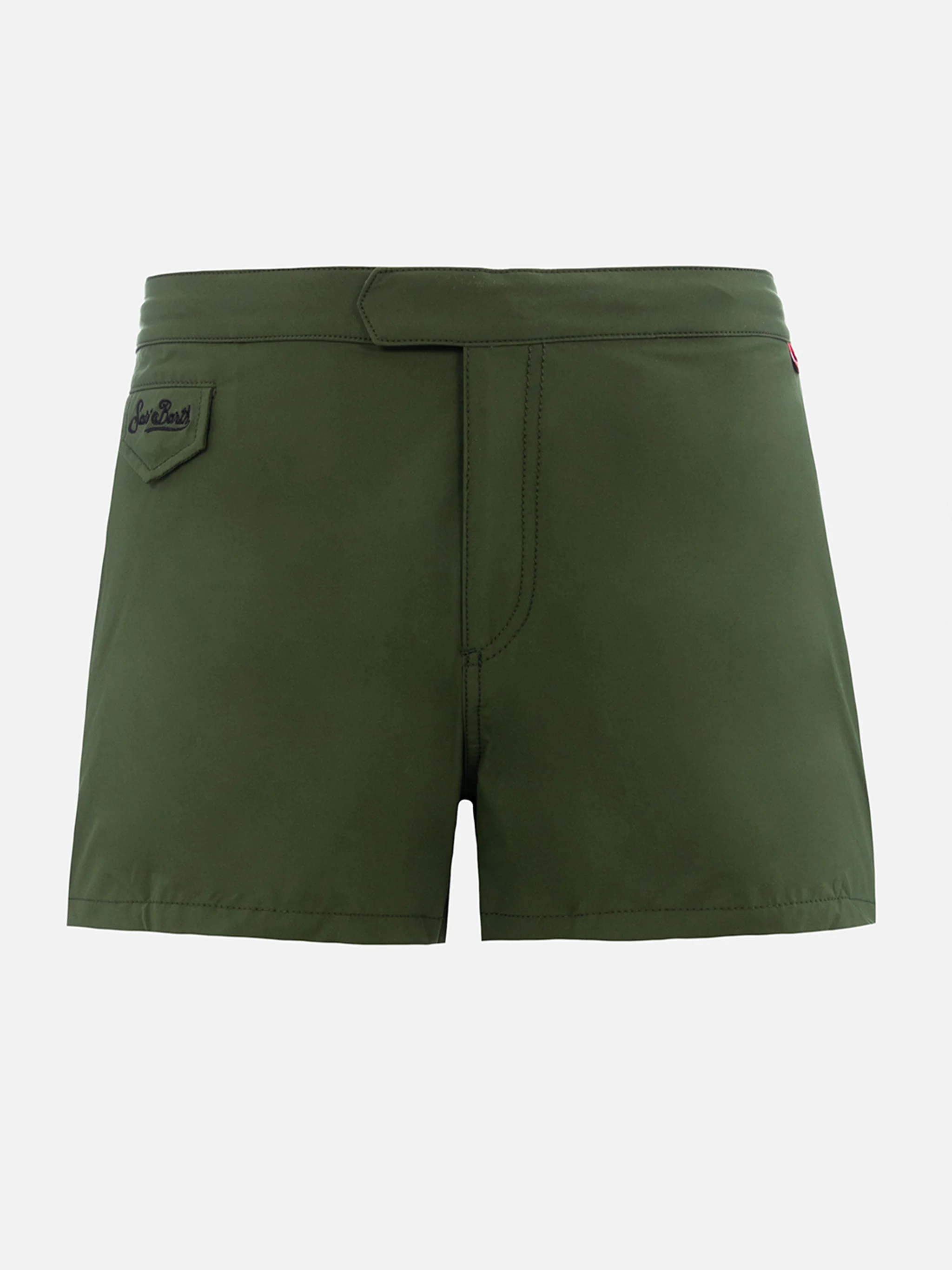 Harrys military green swim shorts in stretch technical fabric