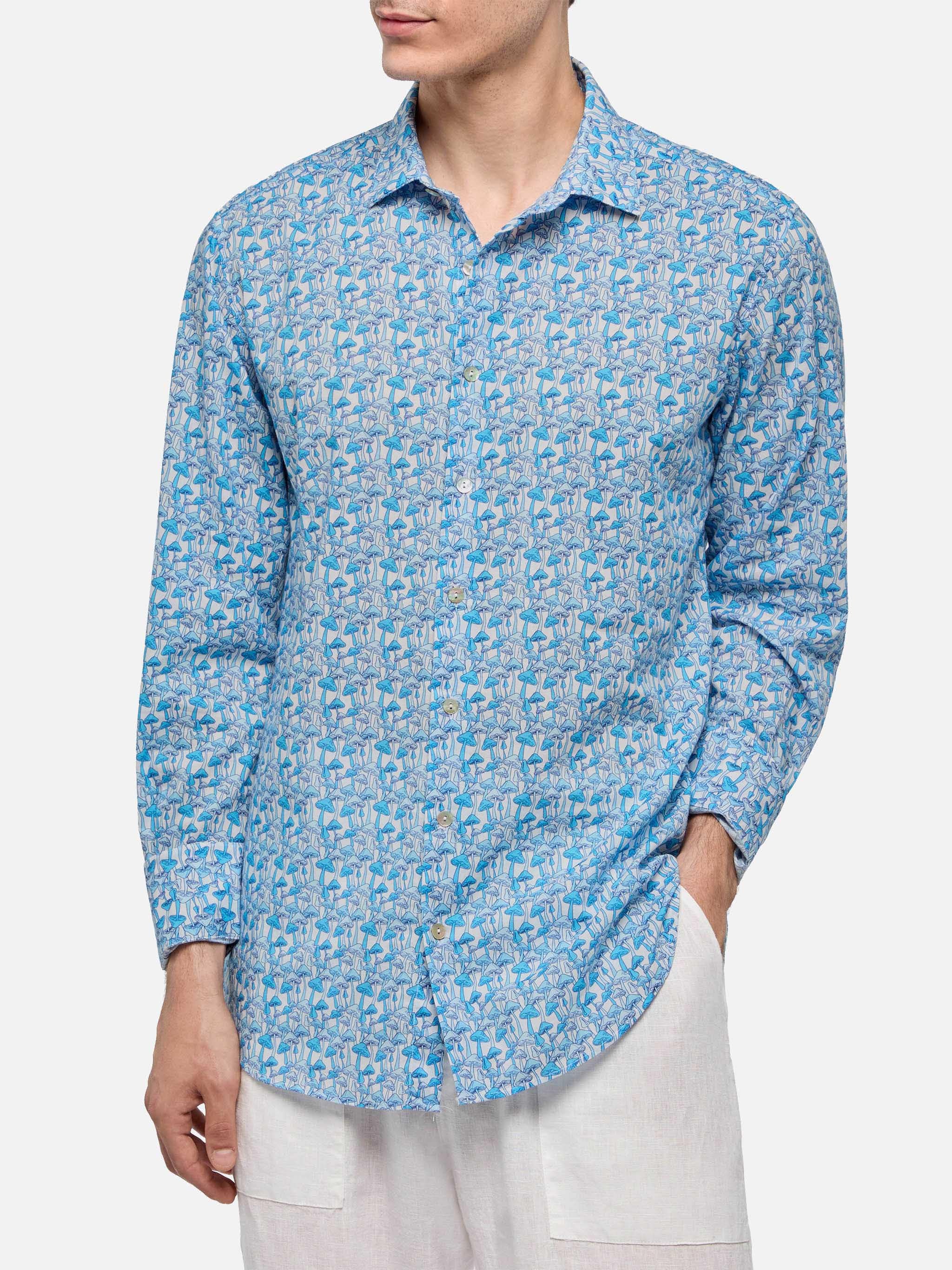 Sikelia cotton muslin shirt with mushroom print