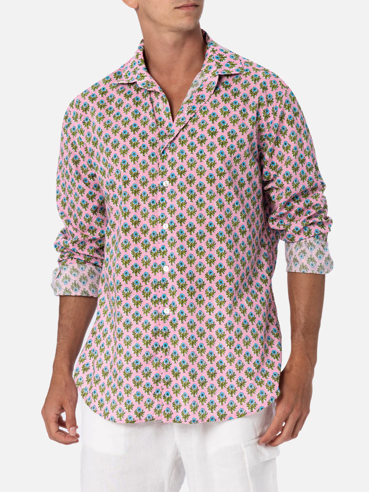 Sikelia multicolor flower print cotton muslin shirt