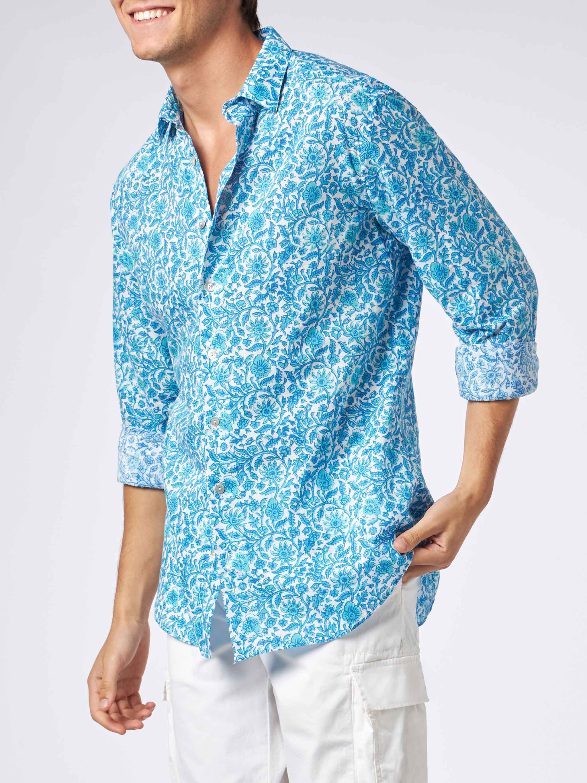 Sikelia muslin cotton shirt with flower print
