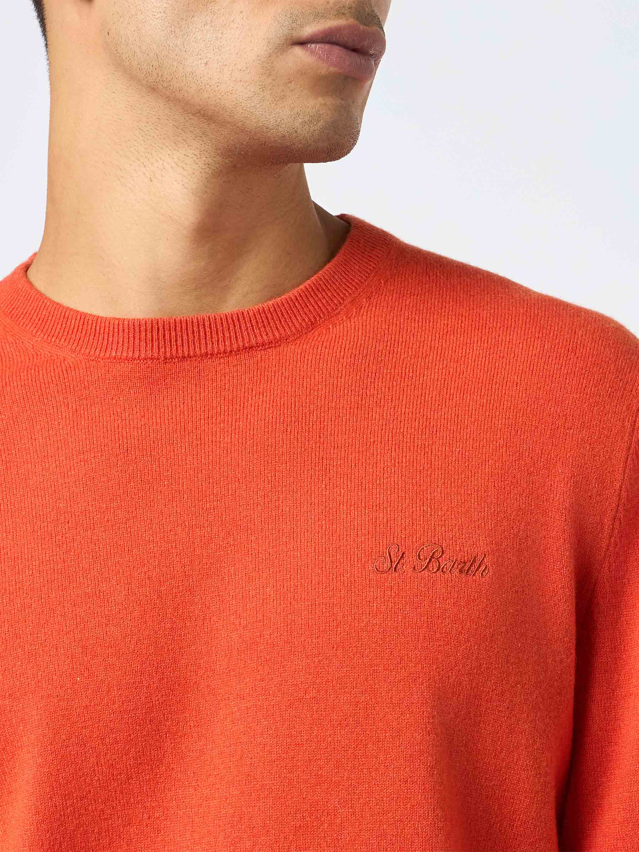 Crewneck sweater Regent in orange BLENDED CASHMERE - Image 3
