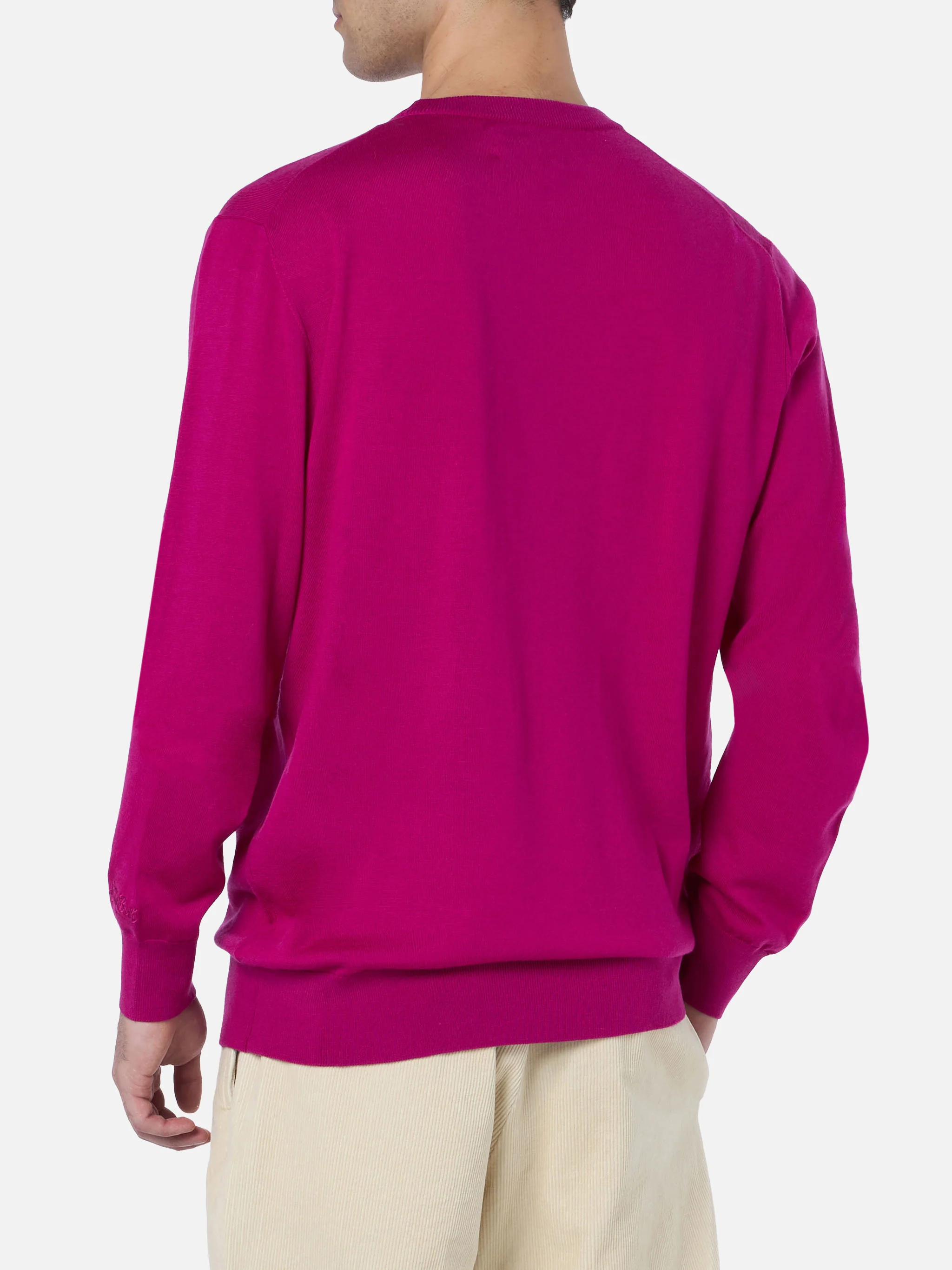 Crewneck sweater Regent in 100% peony MERINO WOOL - Image 3
