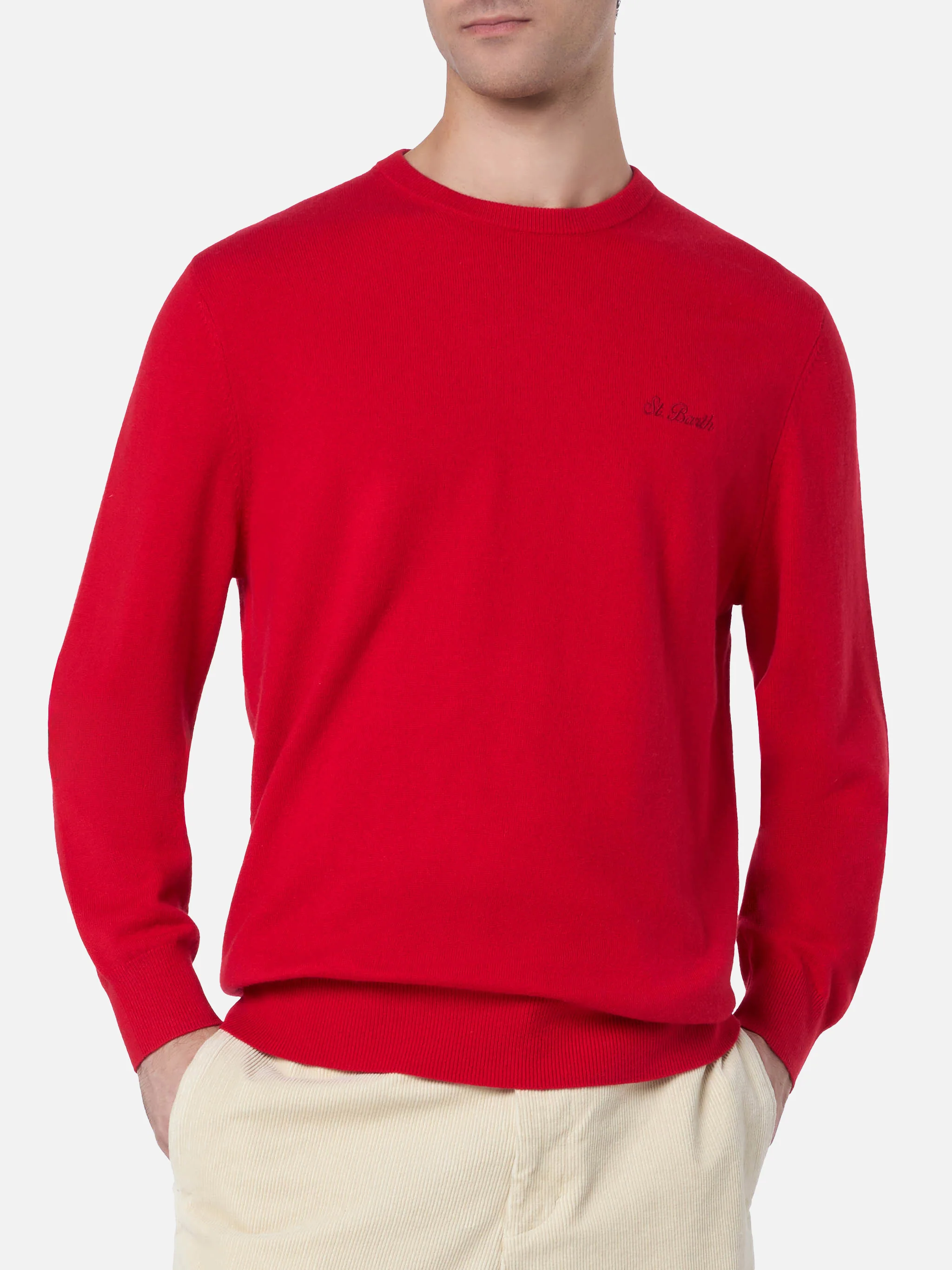 Crewneck sweater Regent in red BLENDED CASHMERE