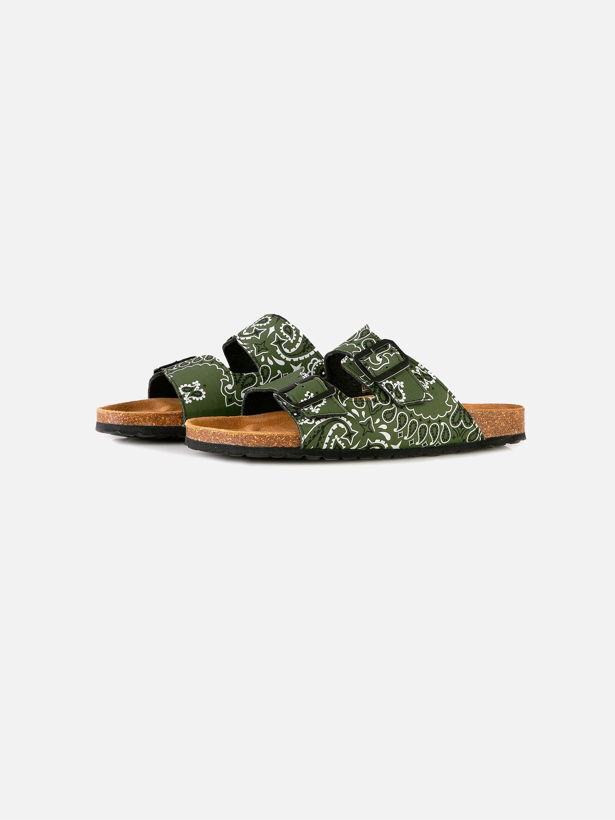 Green bandana print sandals