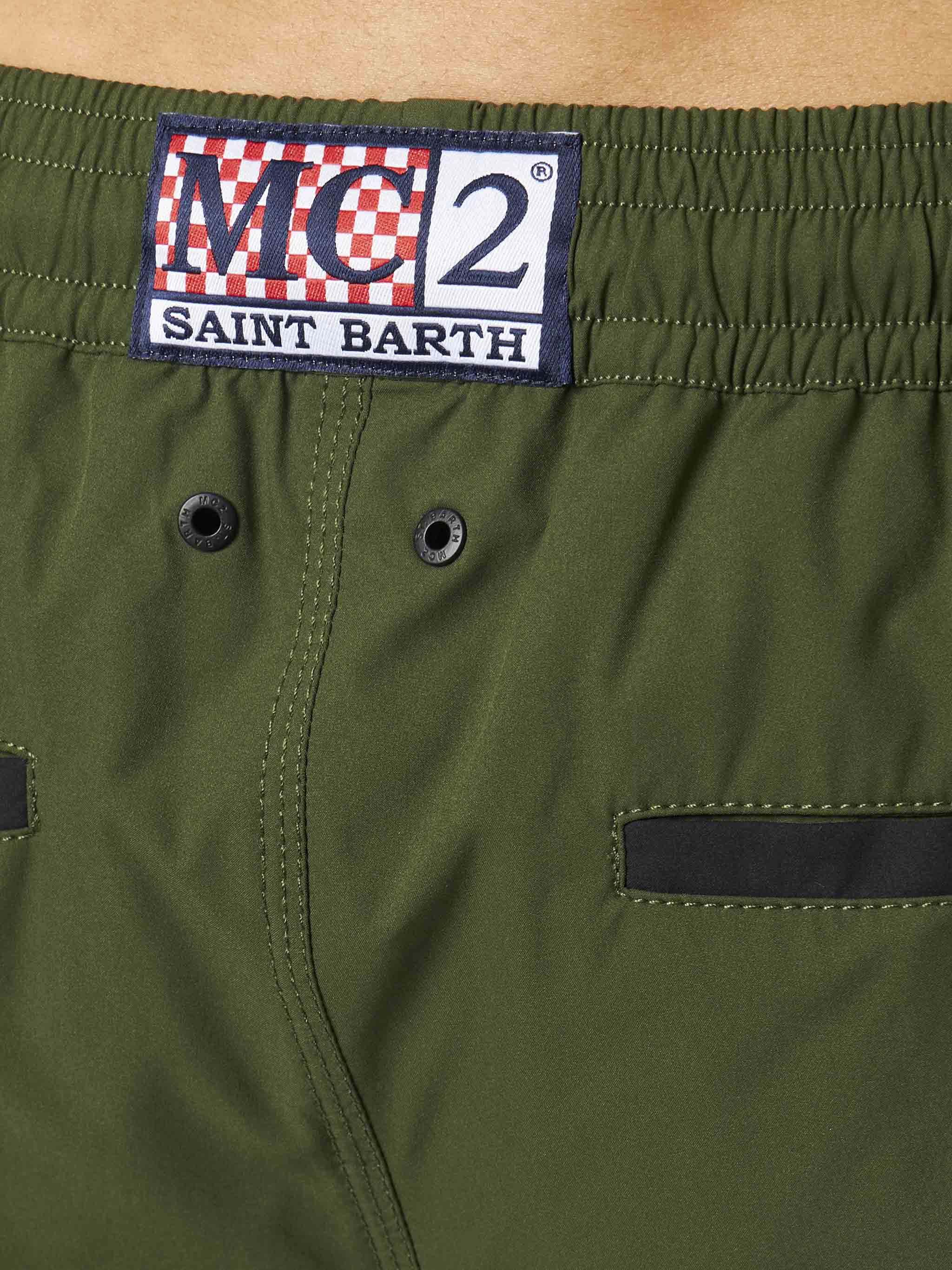 Alphaclub military green technical fabric swim shorts - Image 4