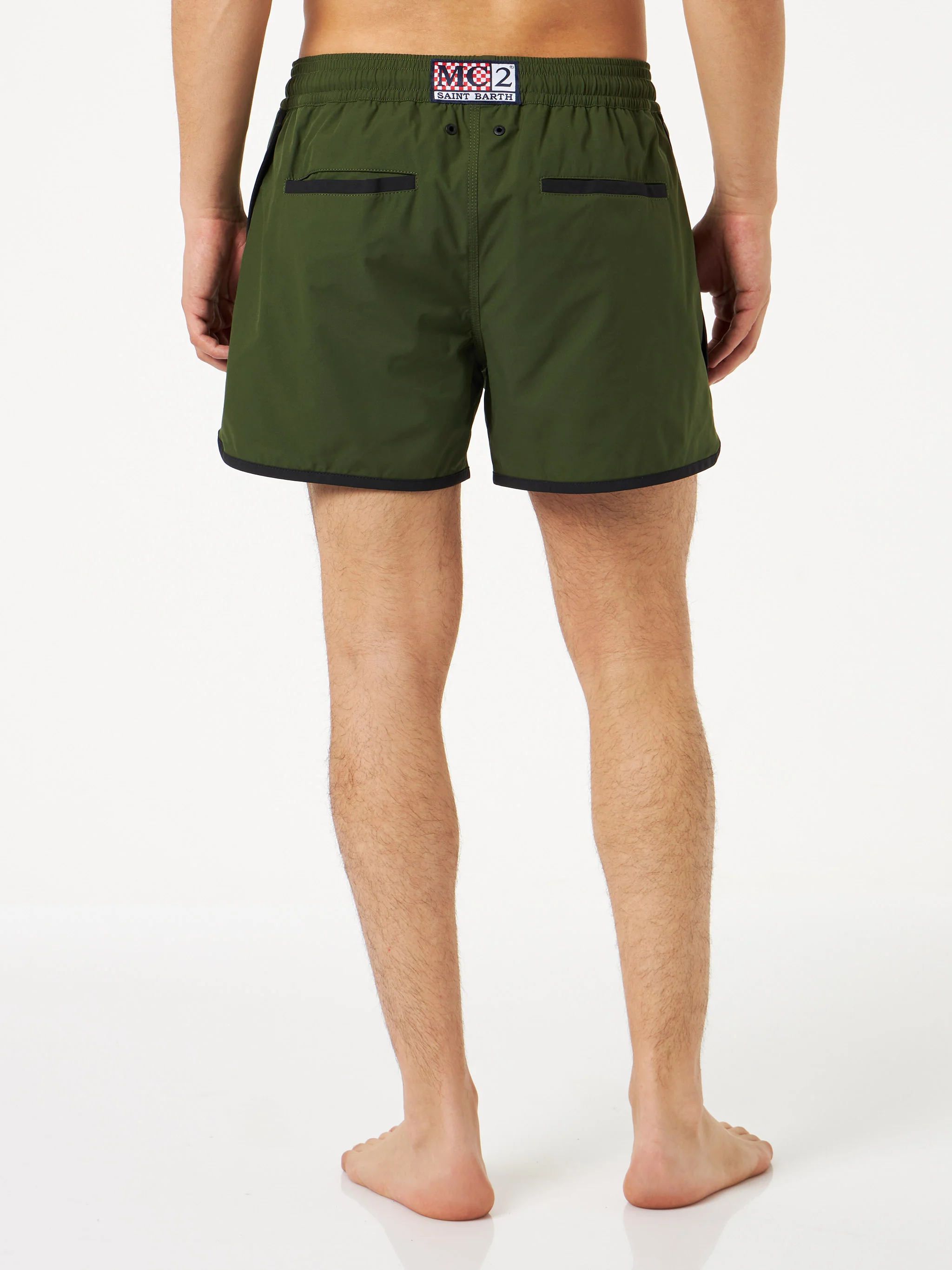 Alphaclub military green technical fabric swim shorts - Image 5