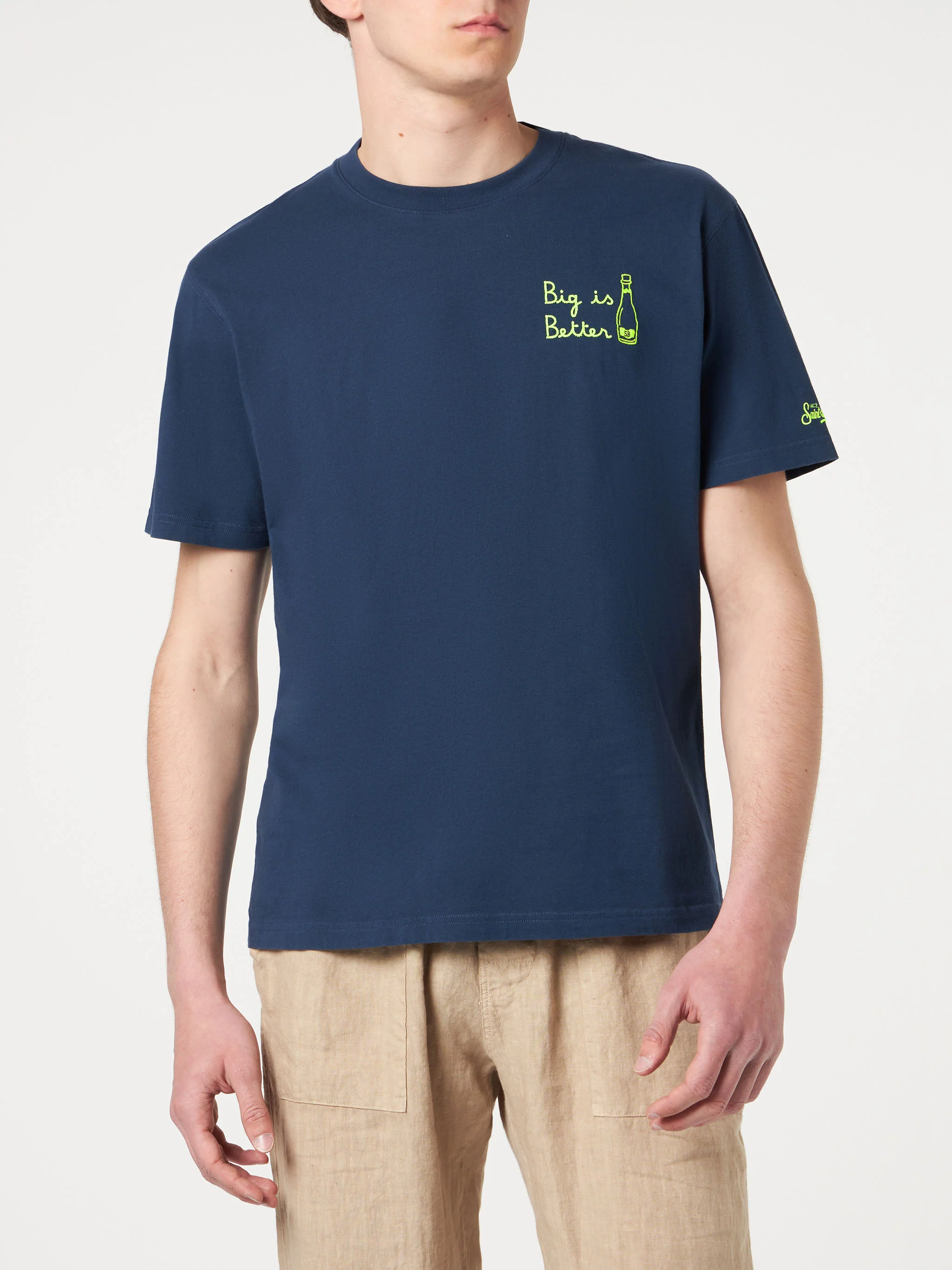 Portofino navy blue cotton Big is Better embroidered t-shirt - Image 2