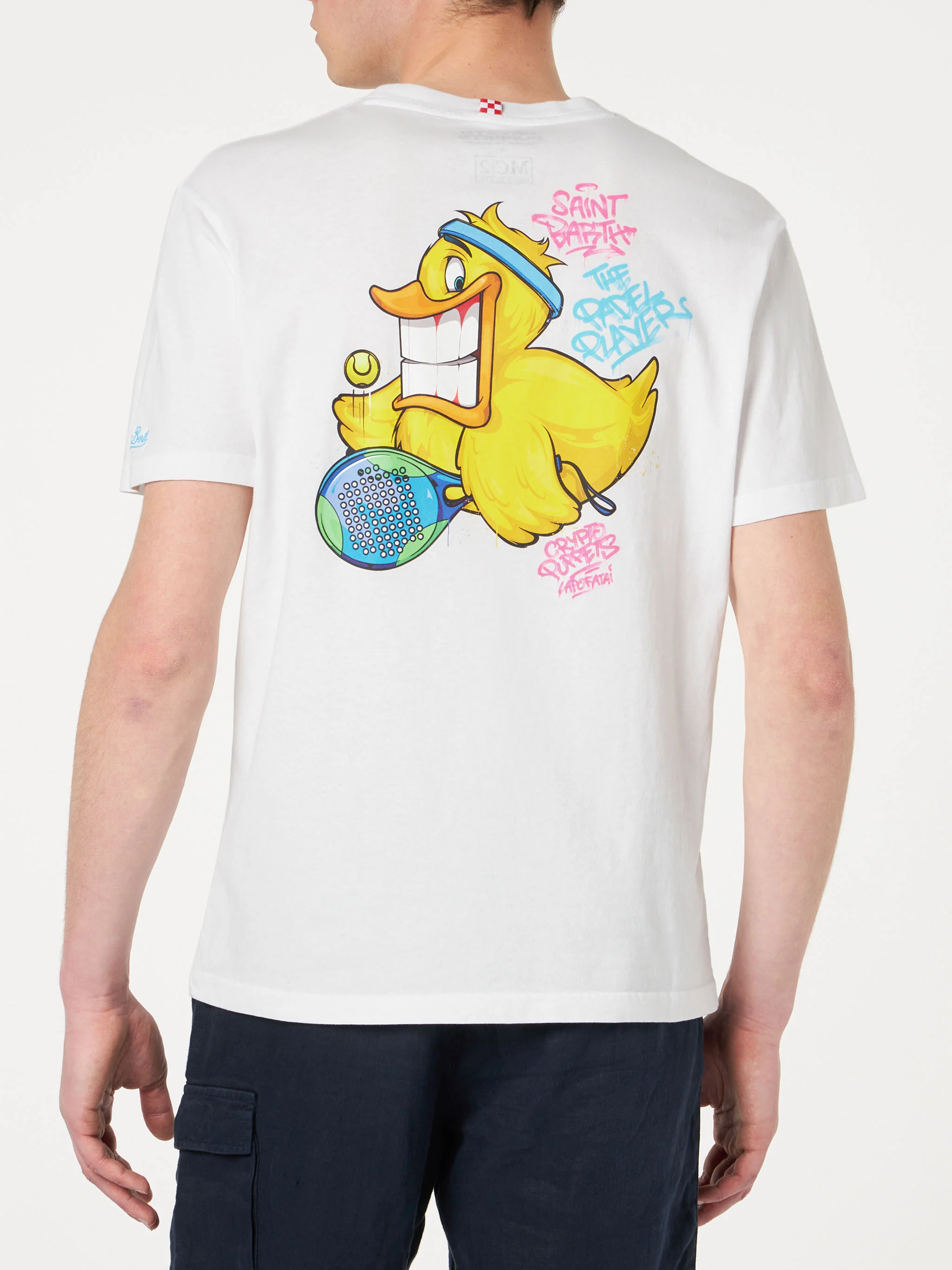 Portofino white cotton Crypto duck padel t-shirt | Special Edition - Image 4