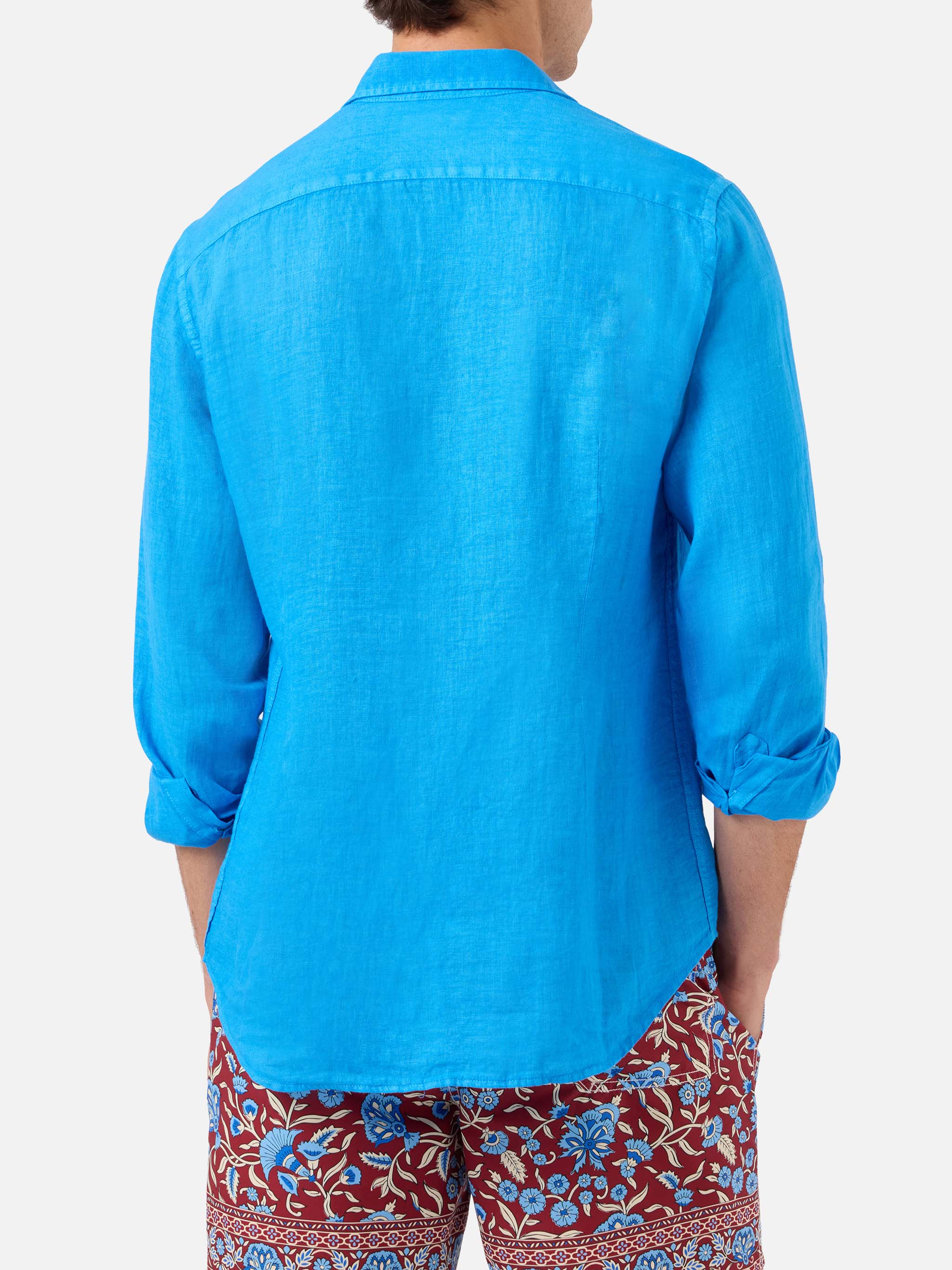 Pamplona watercolor bluette linen shirt - Image 3