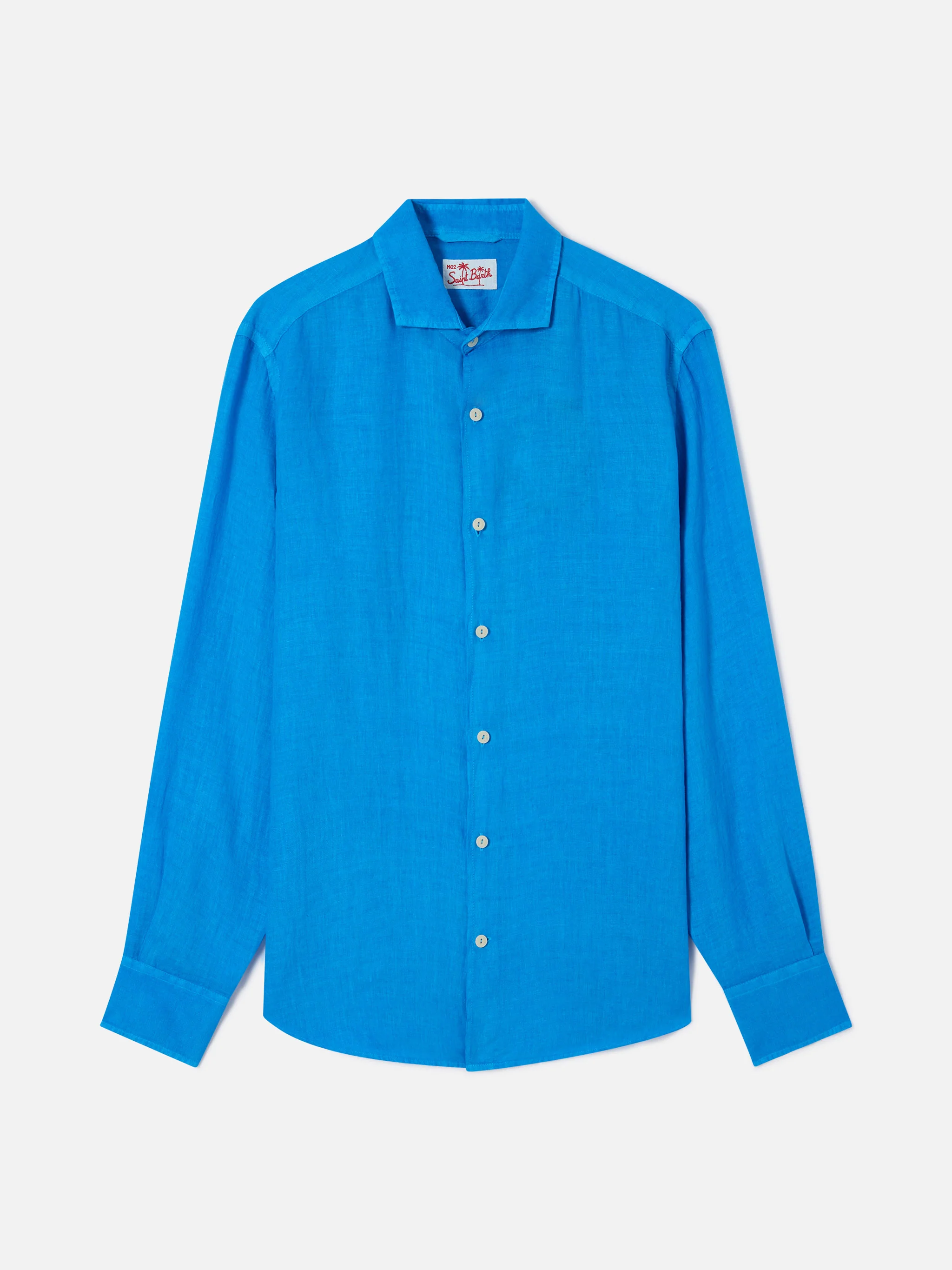 Pamplona watercolor bluette linen shirt - Image 4