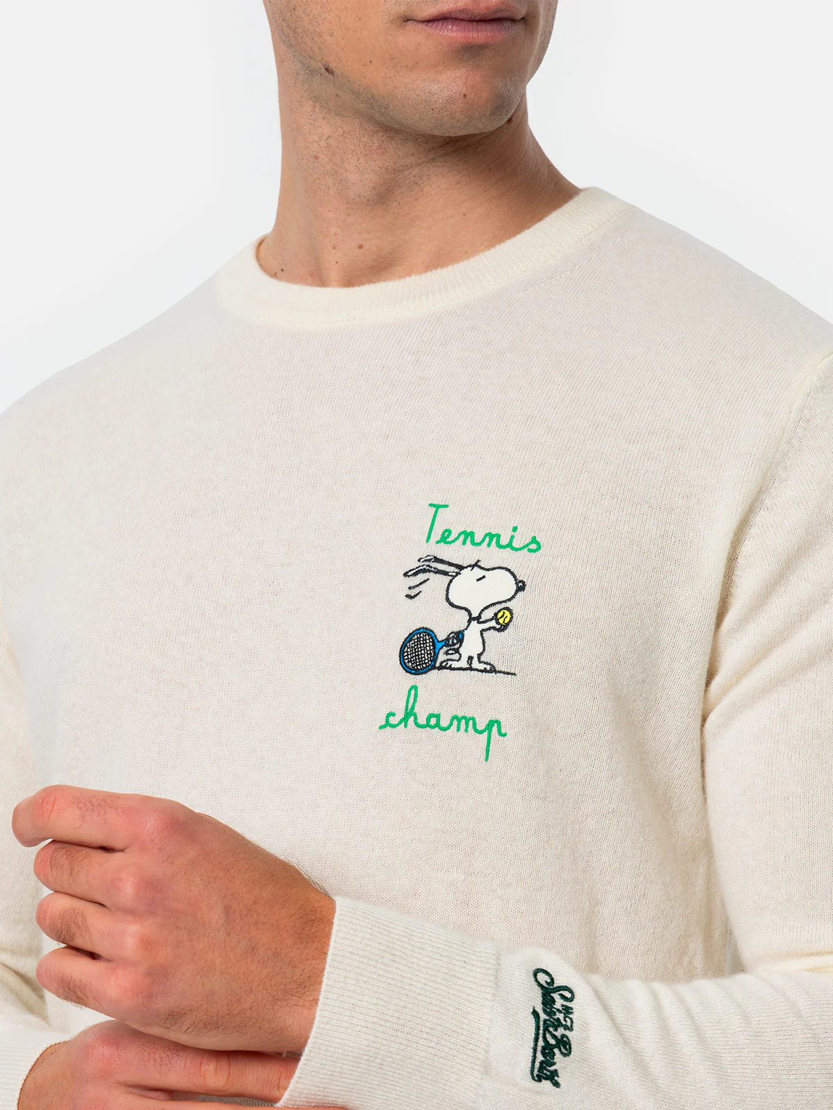 Crewneck sweater Heron with Snoopy tennis champ embroidery | SNOOPY PEANUTS SPECIAL EDITION