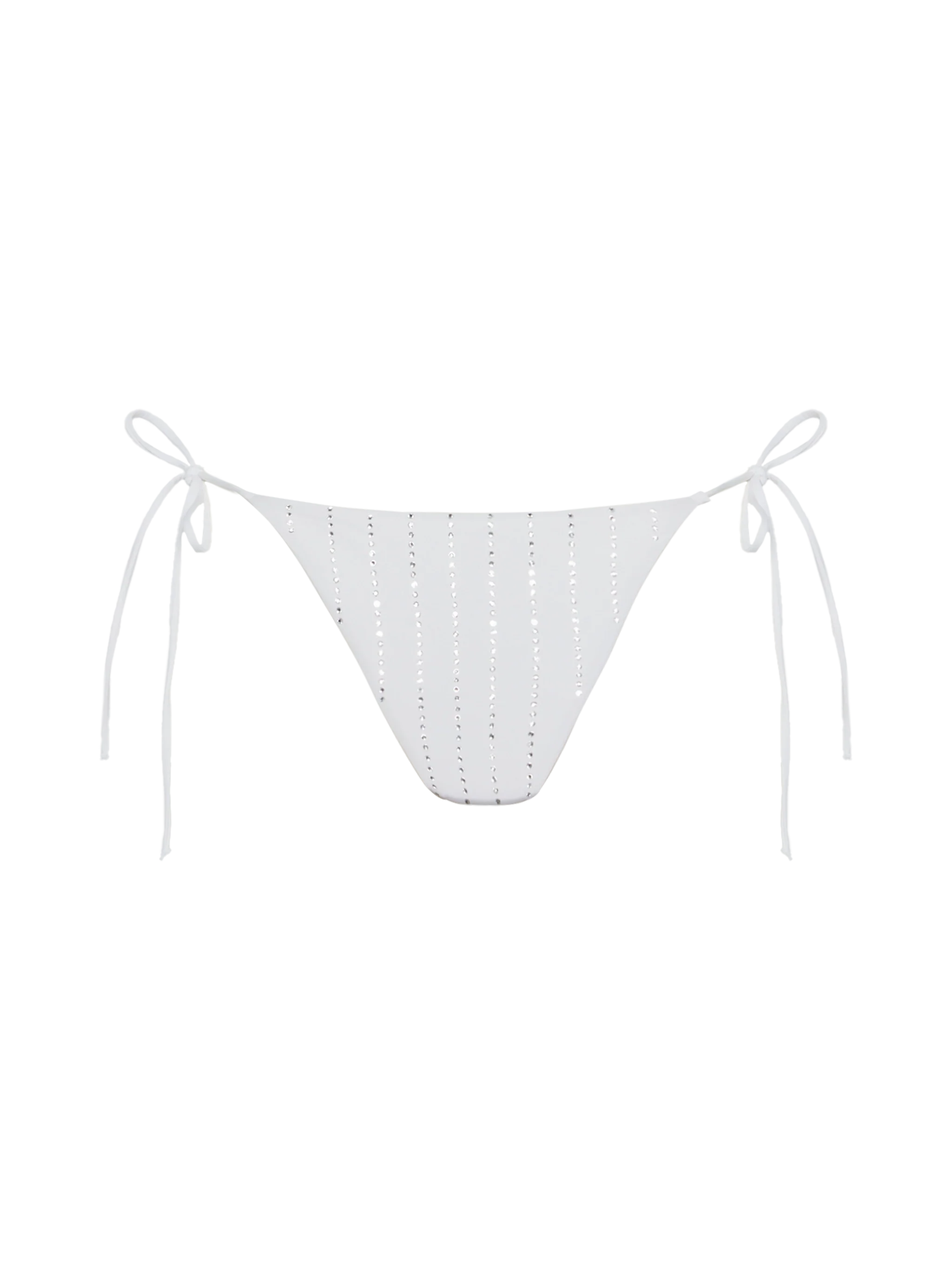 Marielle white classic swim briefs with striped rhinestone embellishment