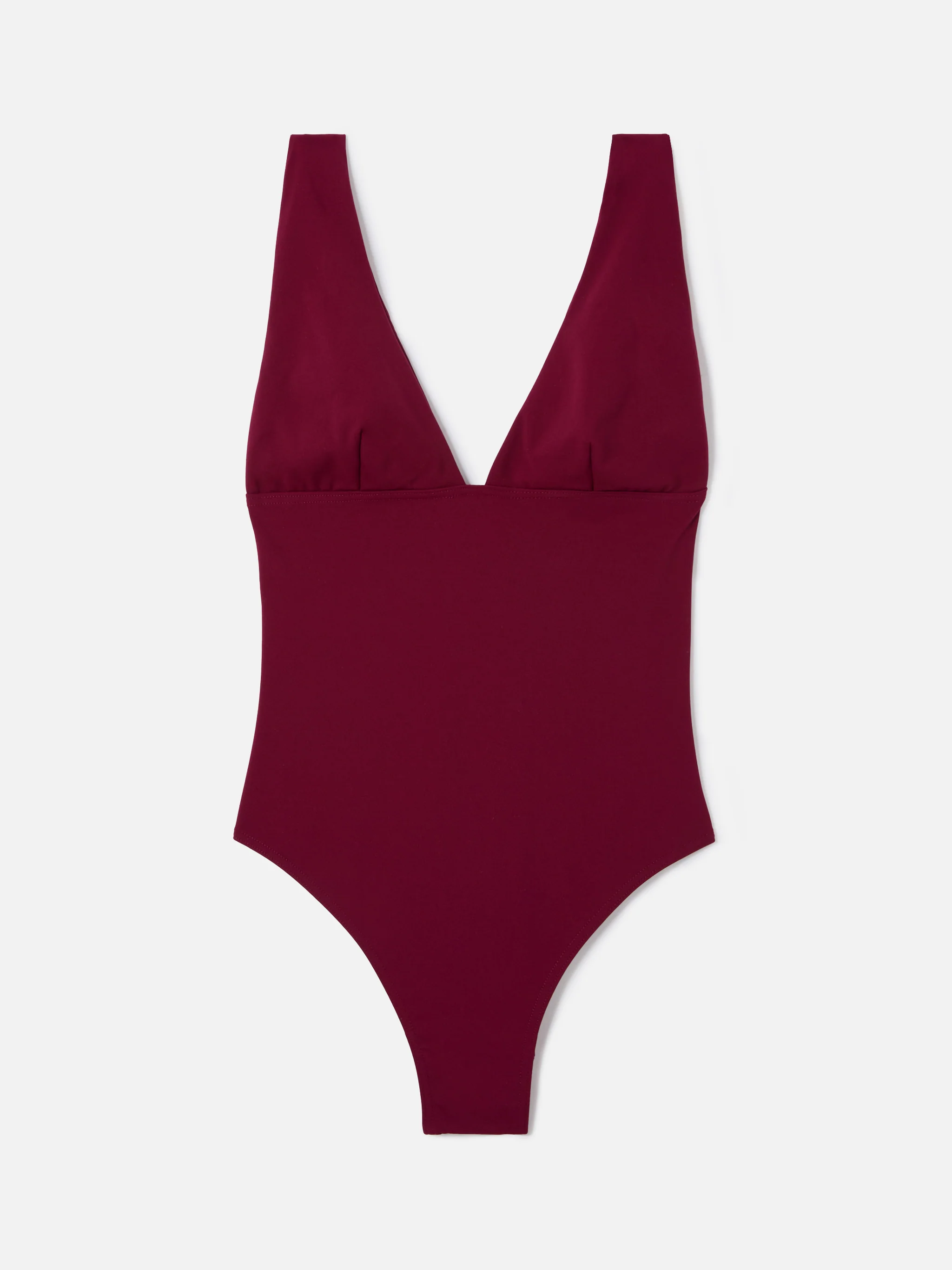 Mavi one-piece swimsuit with deep V neckline in solid bordeaux
