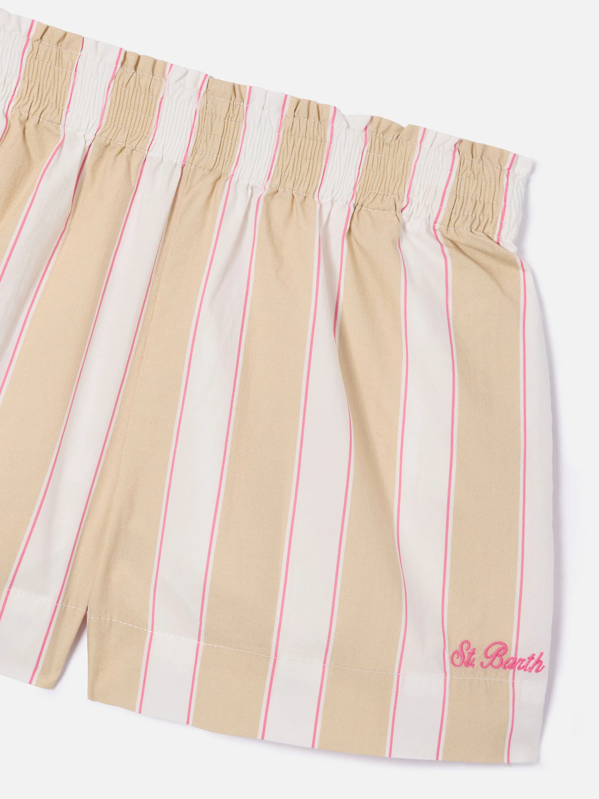 Meave Jr cotton poplin shorts with beige, white and pink stripes - Image 2