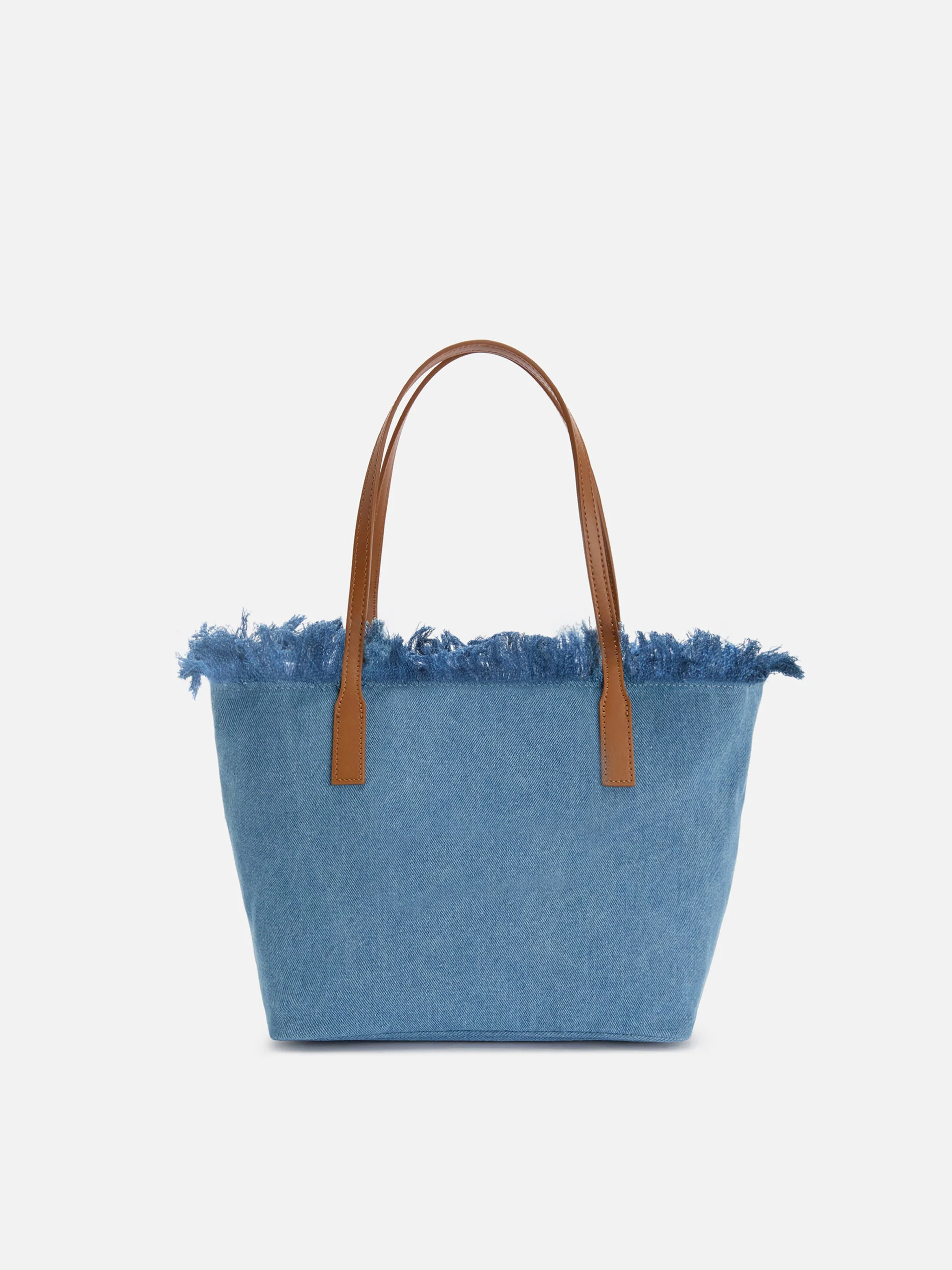 Medium City shopper bag in denim fabric with fringes - Image 4