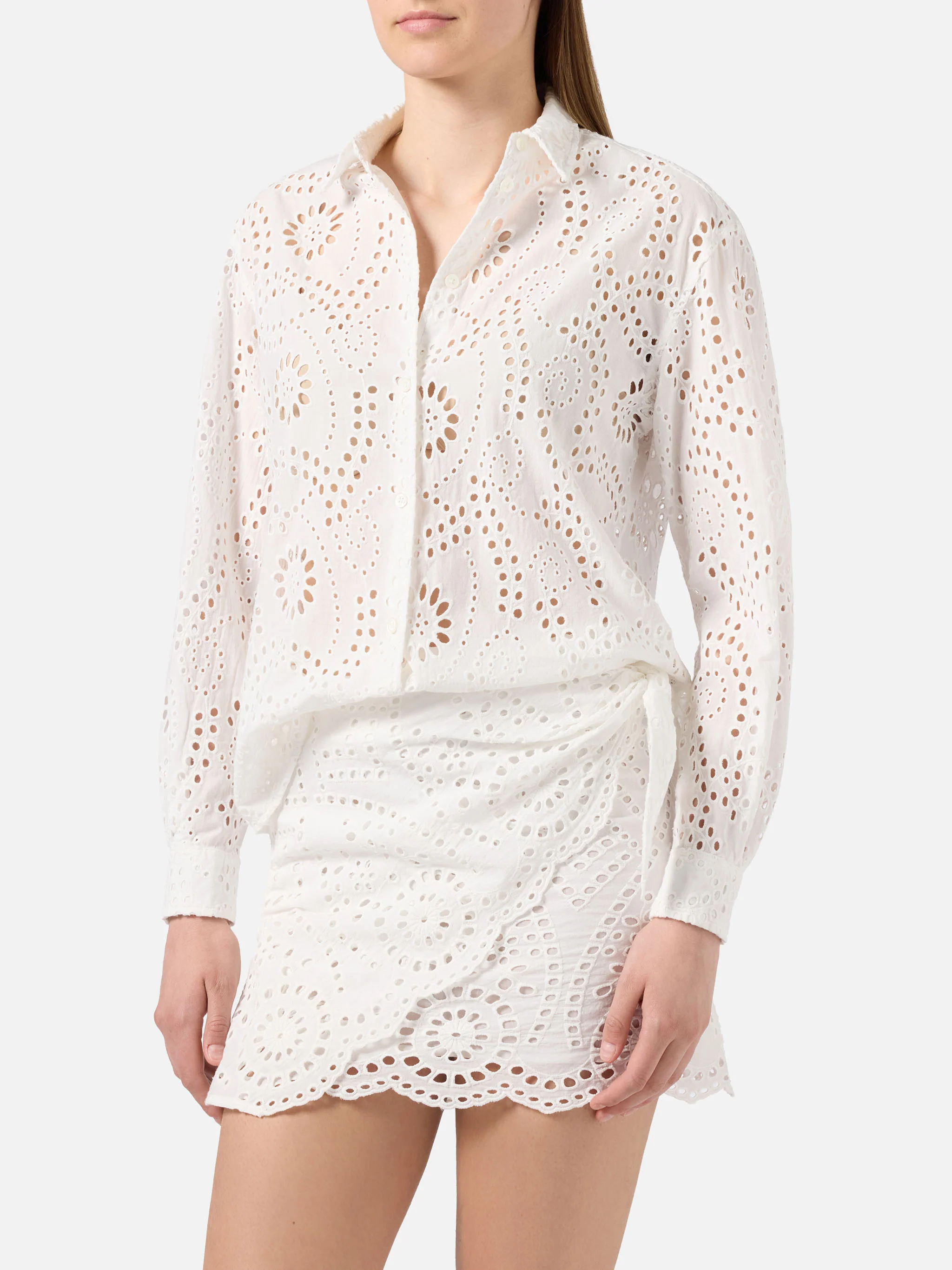 Meredith broderie anglaise cotton shirt in white