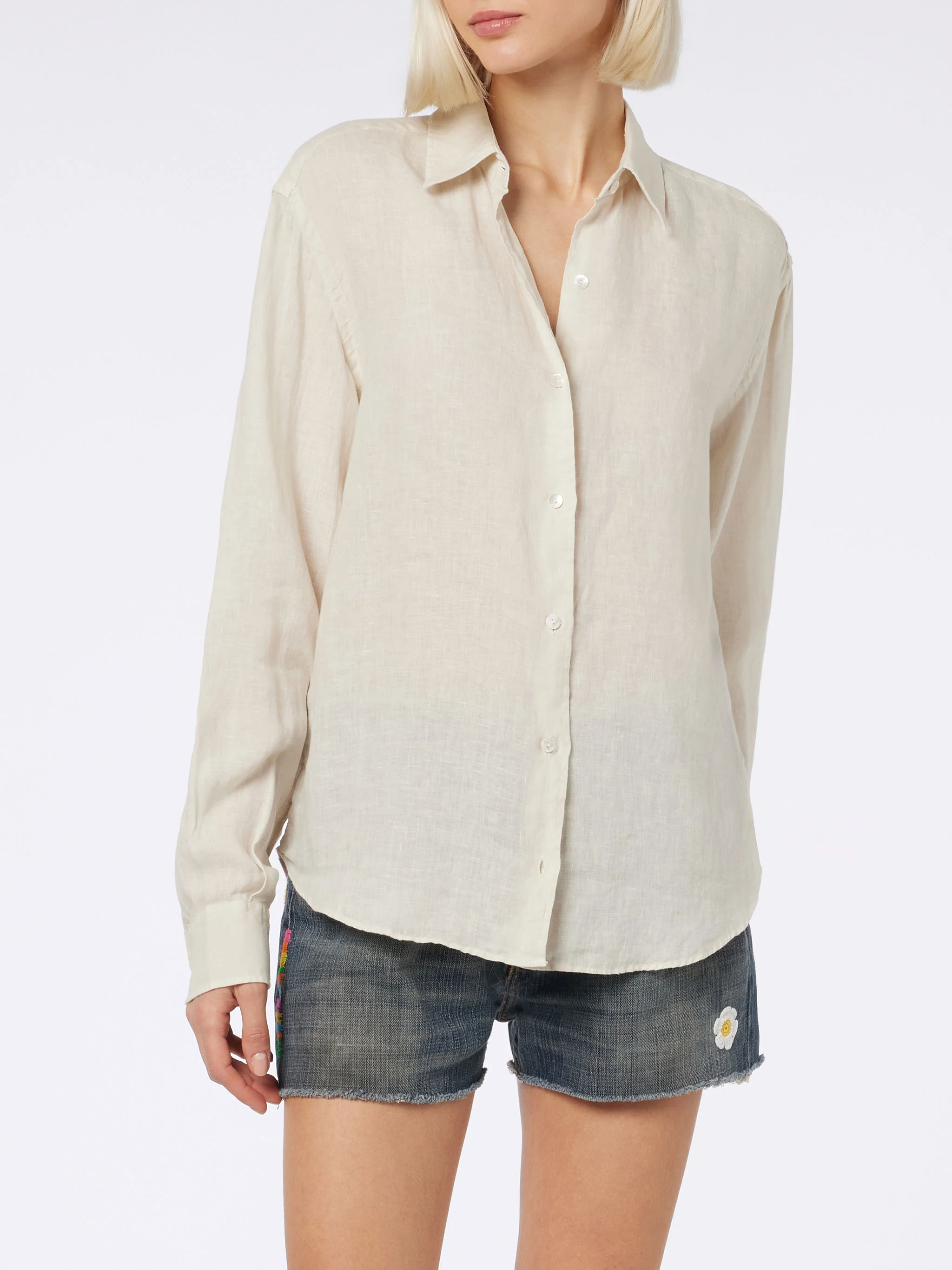Meredith cream linen classic shirt