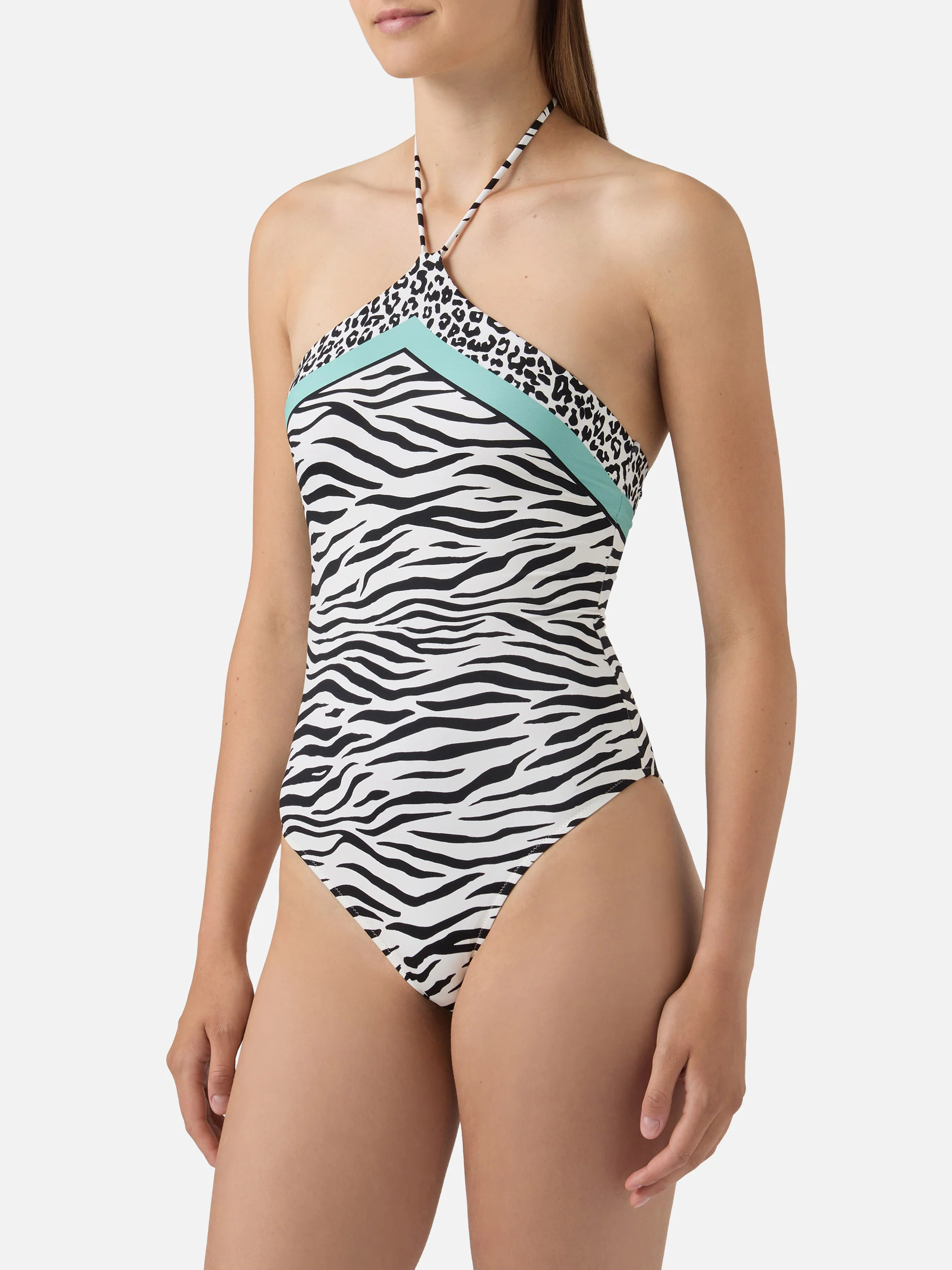 Meryem one-piece swimsuit with black zebra animal print - Image 2
