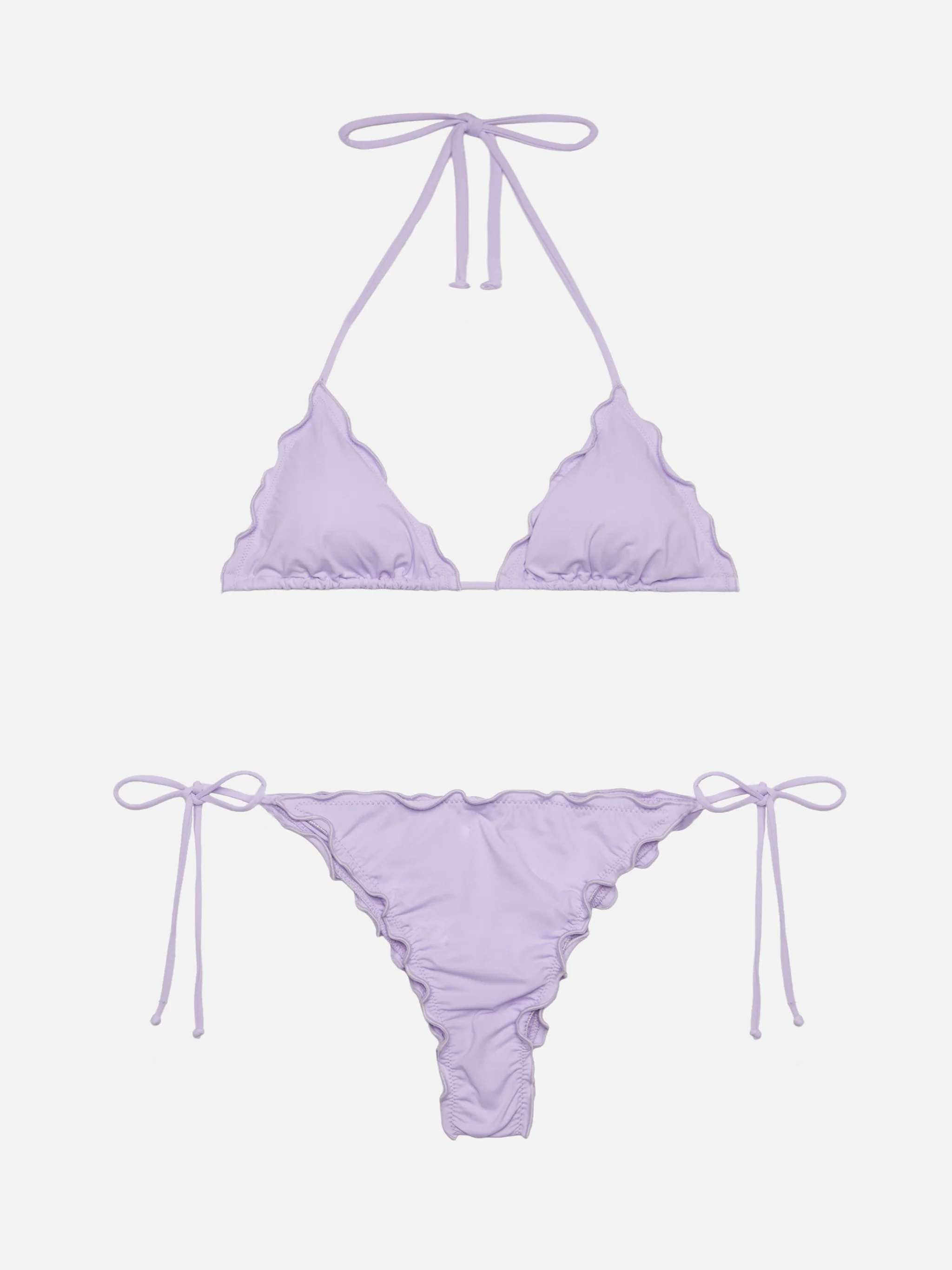 Lilac triangle bikini Sagittarius Miami with cheeky swim briefs