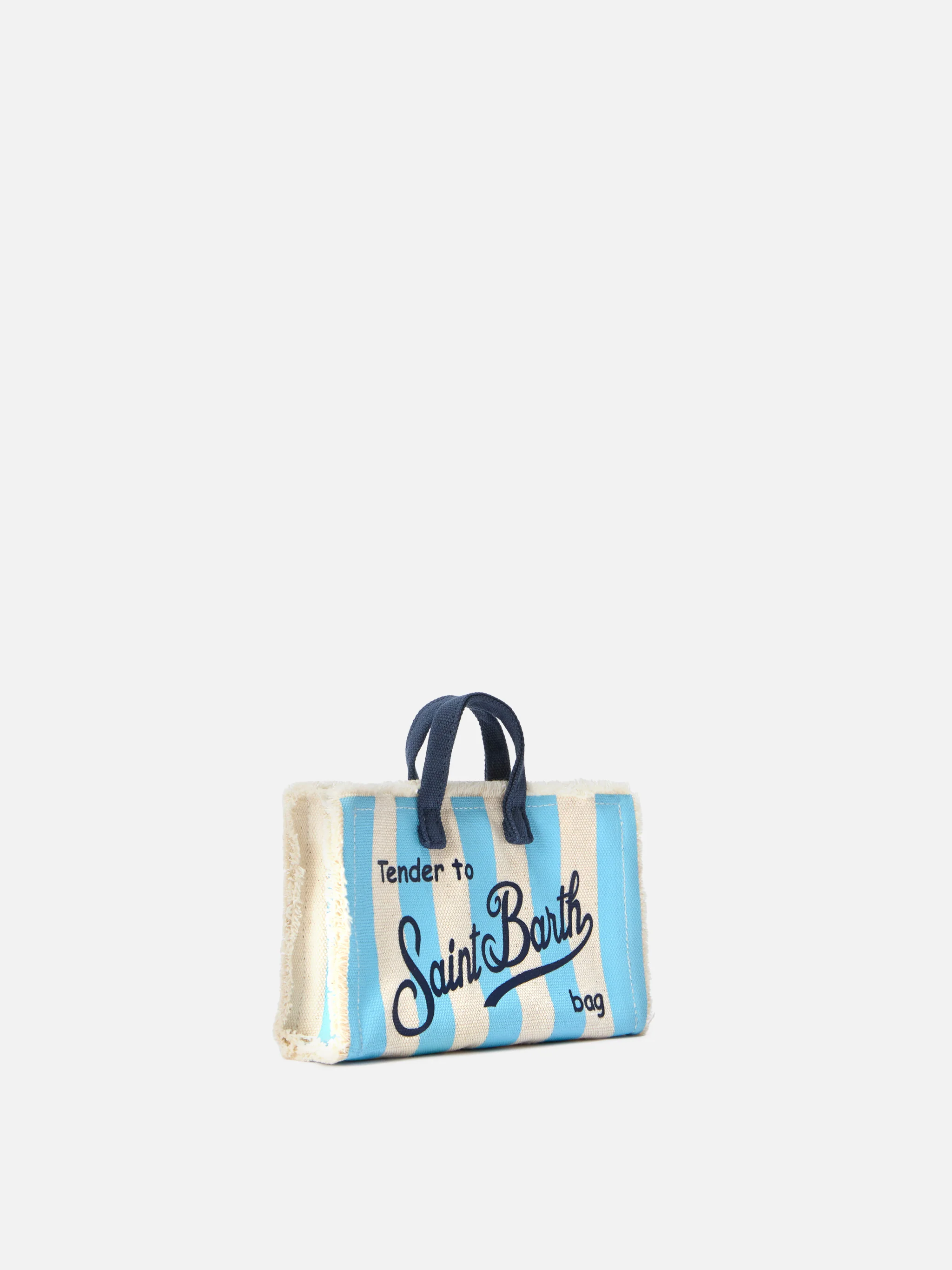 Micro Phone canvas bag with white and light blue stripes and contrasting logo - Image 3