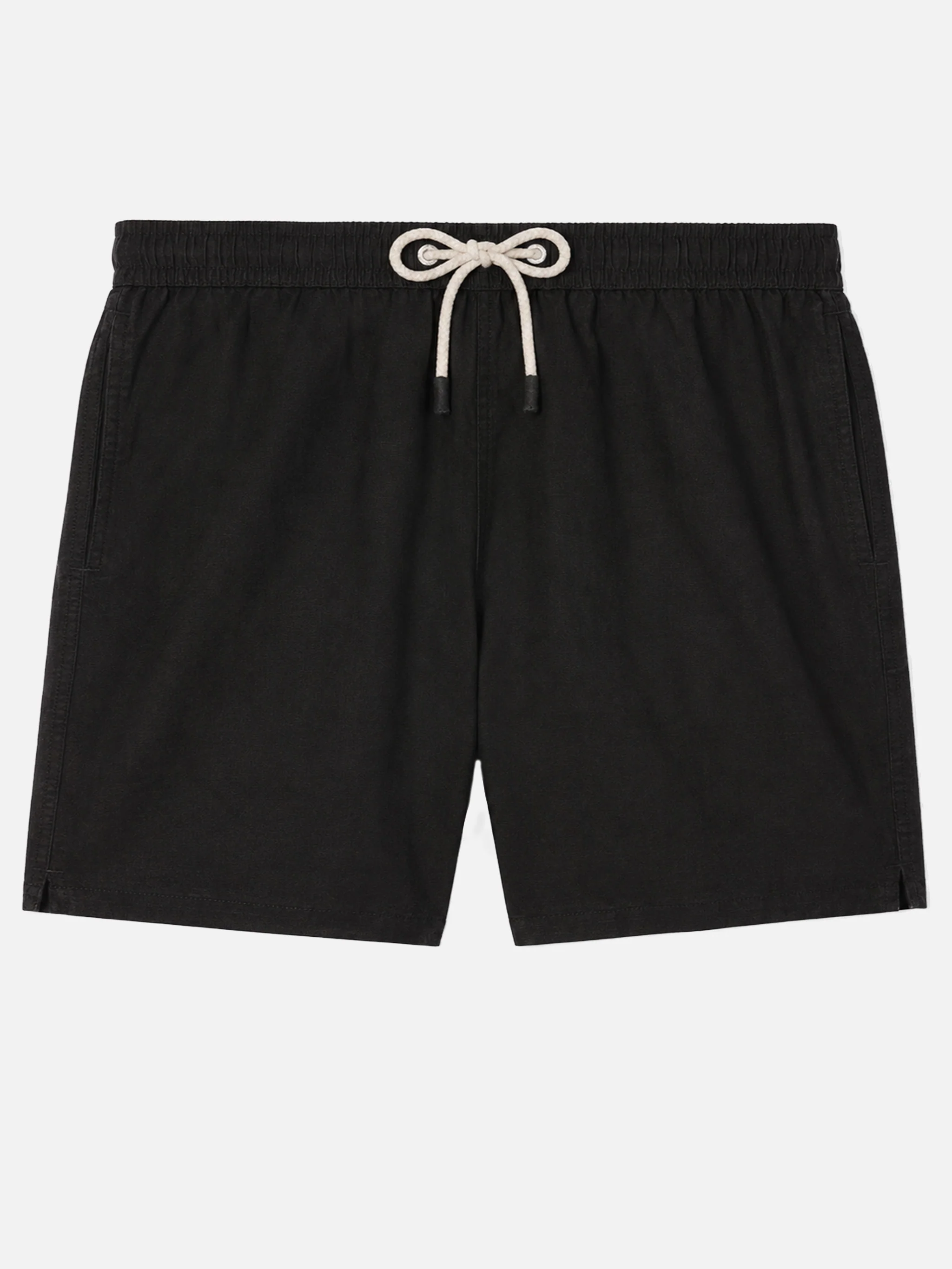 Gustavia black plain-color linen swim shorts