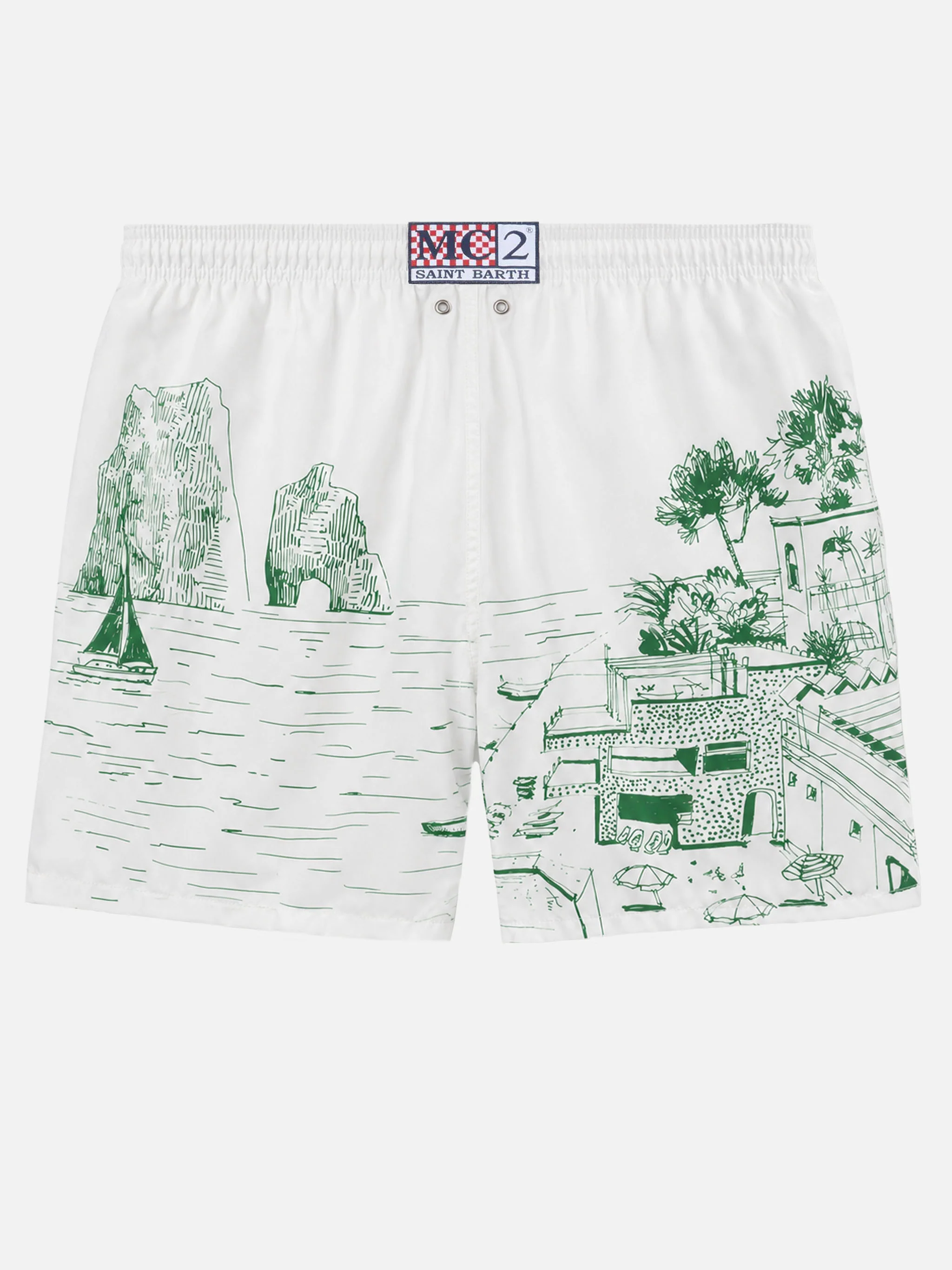 Mid-length Gustavia swim-shorts with Faraglioni placed print - Image 2