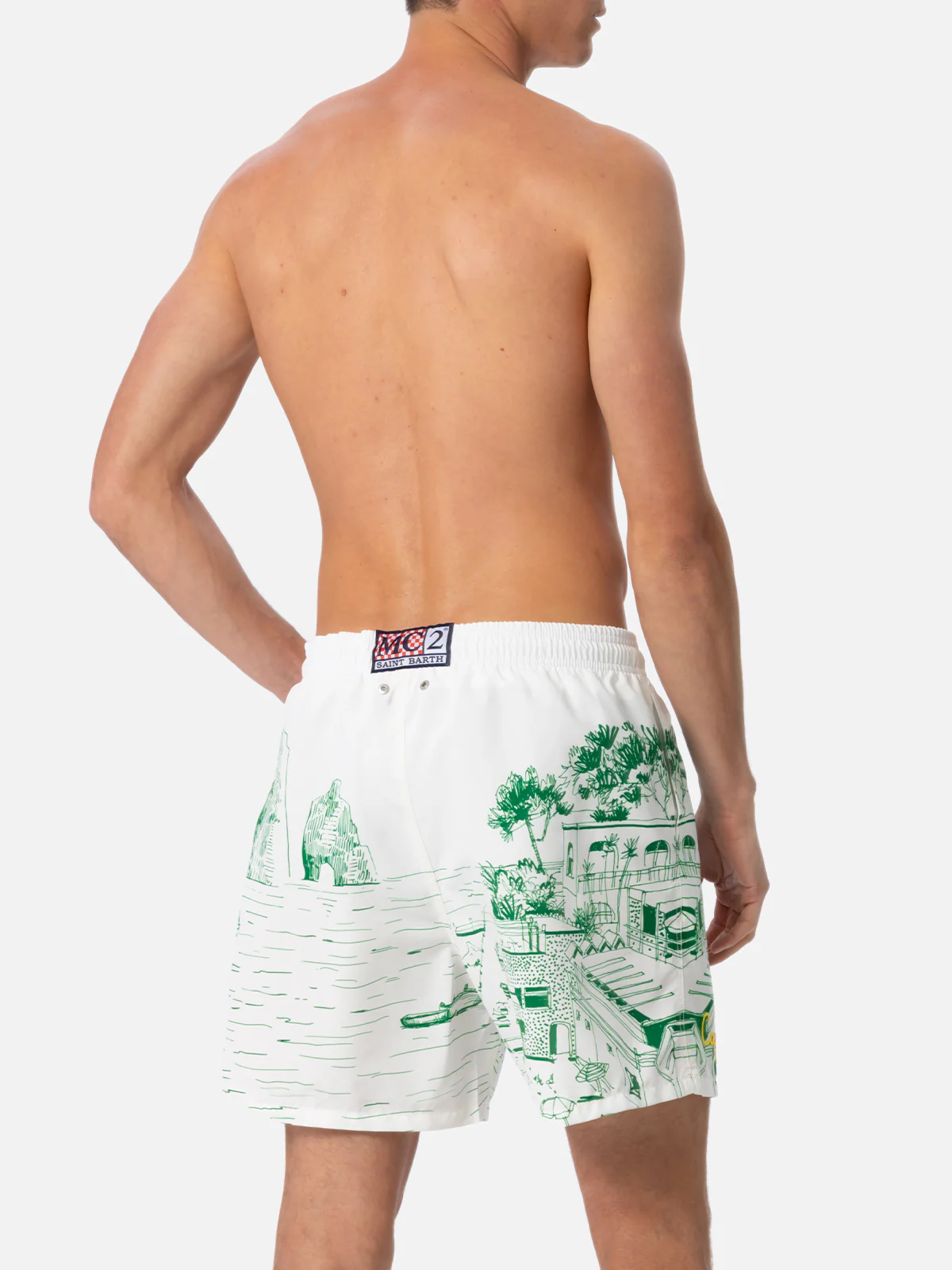 Mid-length Gustavia swim-shorts with Faraglioni placed print - Image 4
