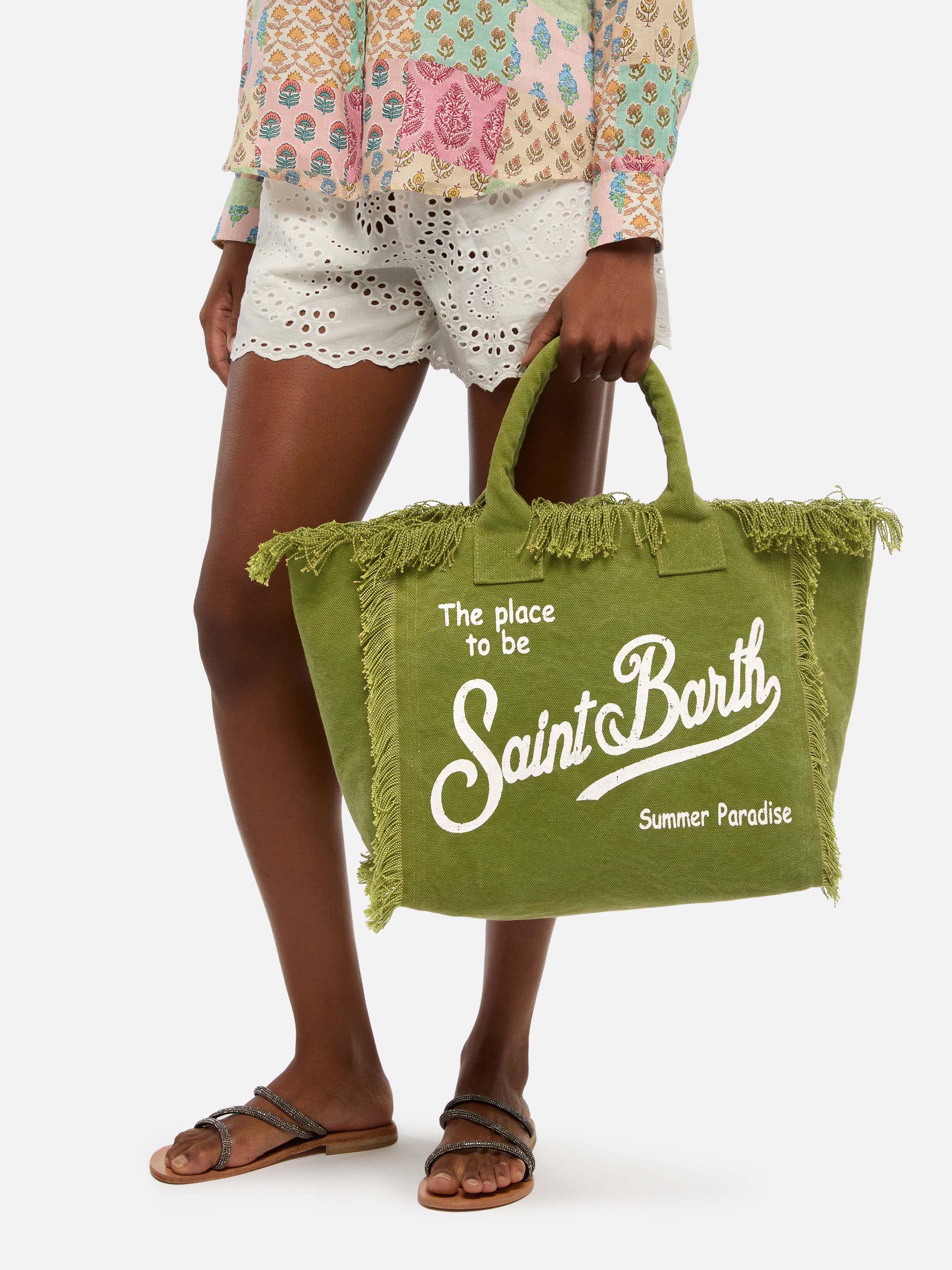 Military green cotton canvas Vanity tote bag - Image 2