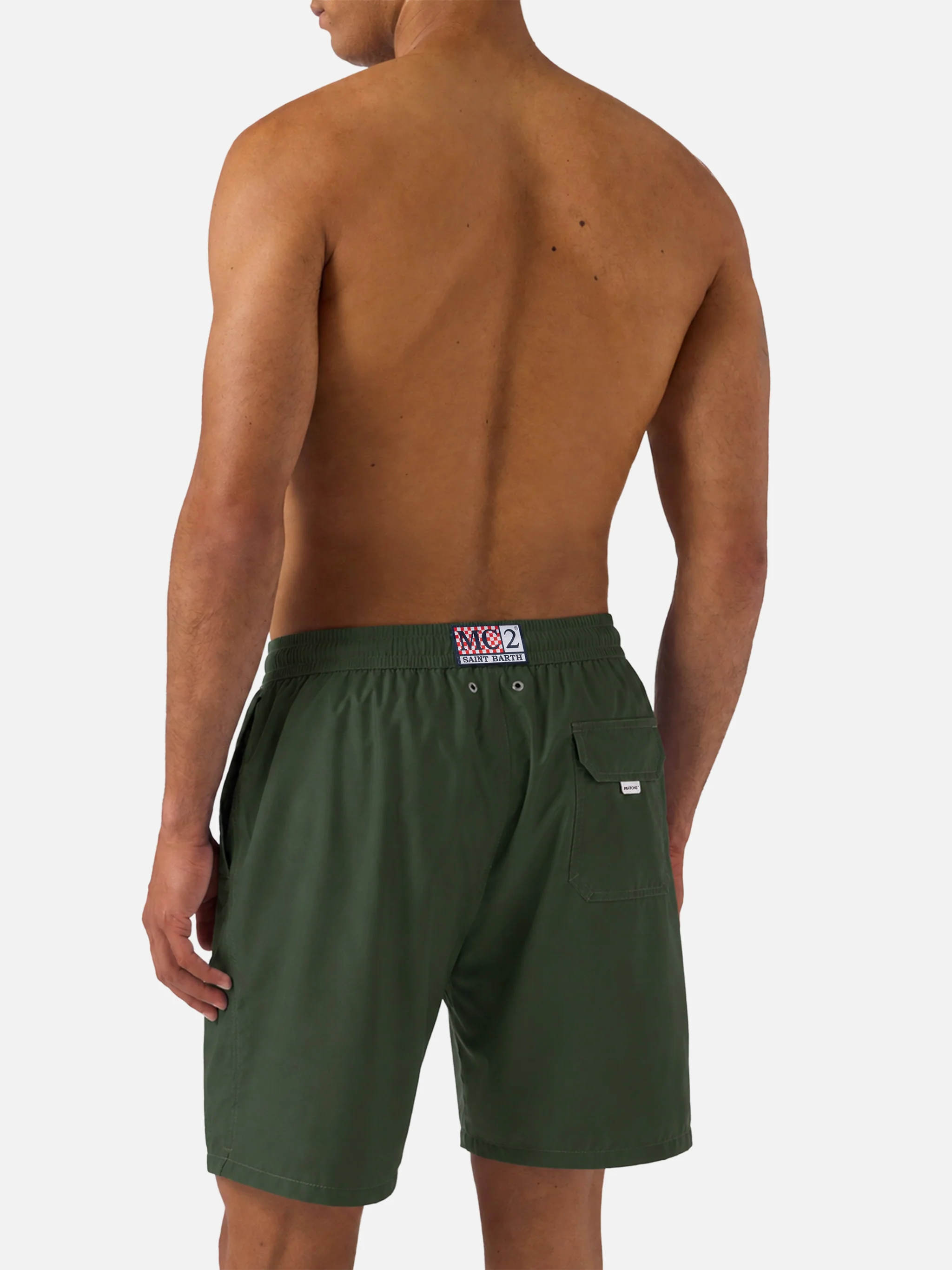 Military green lighting long pantone swim shorts | Special Edition - Image 4