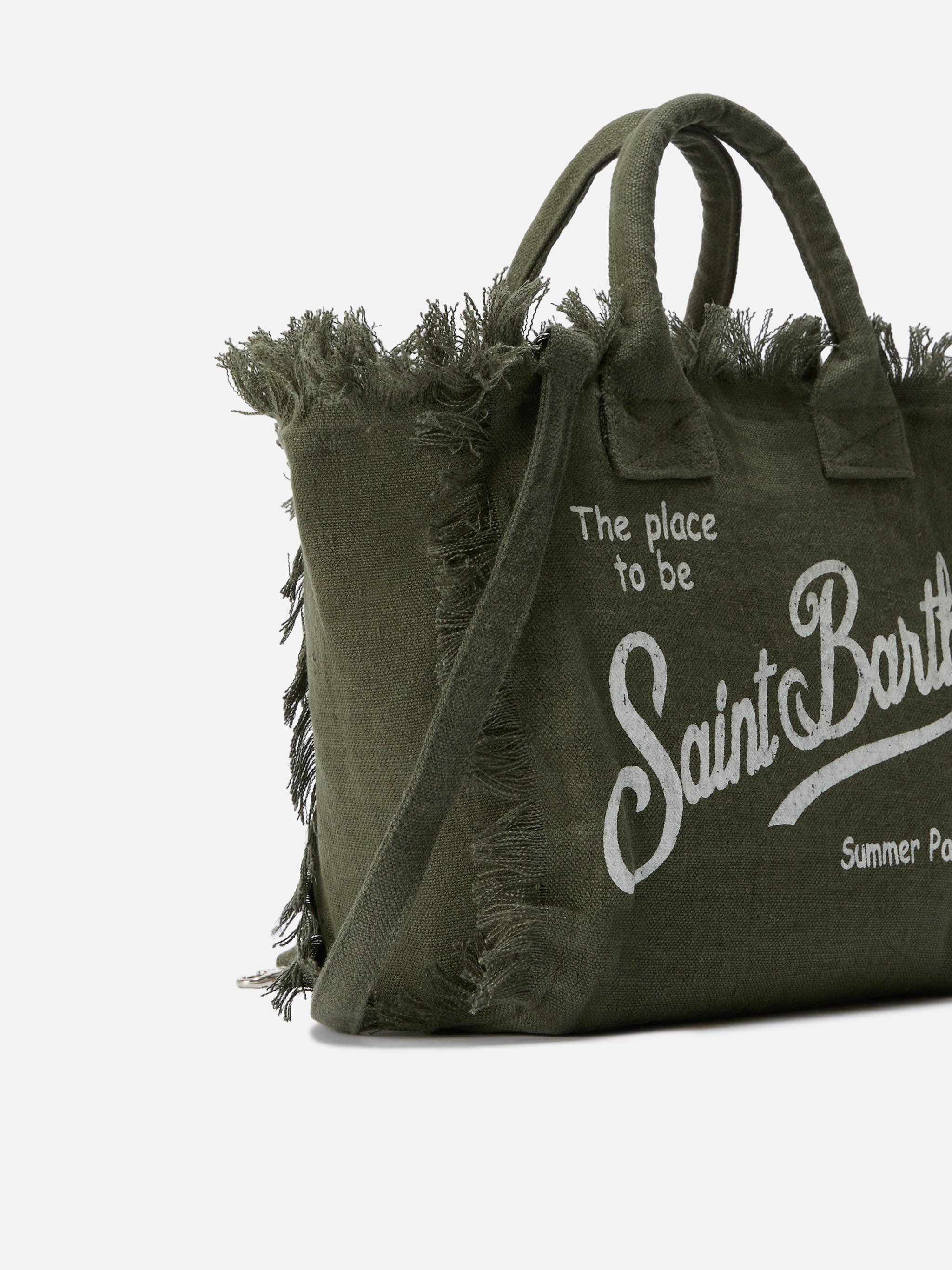 Military green solid color linen Colette bag - Image 2
