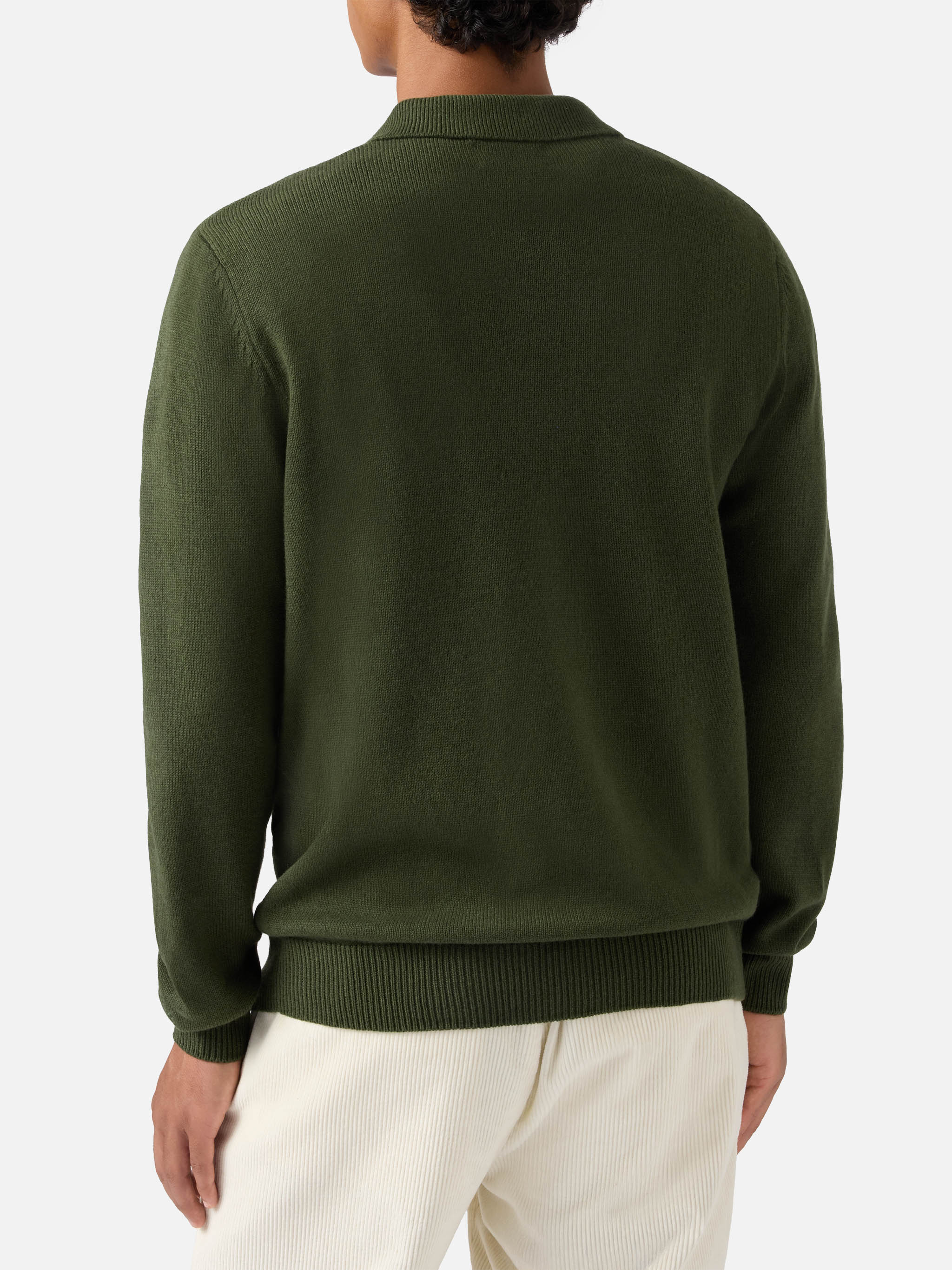 Military green pure-wool knit polo Covent - Image 3