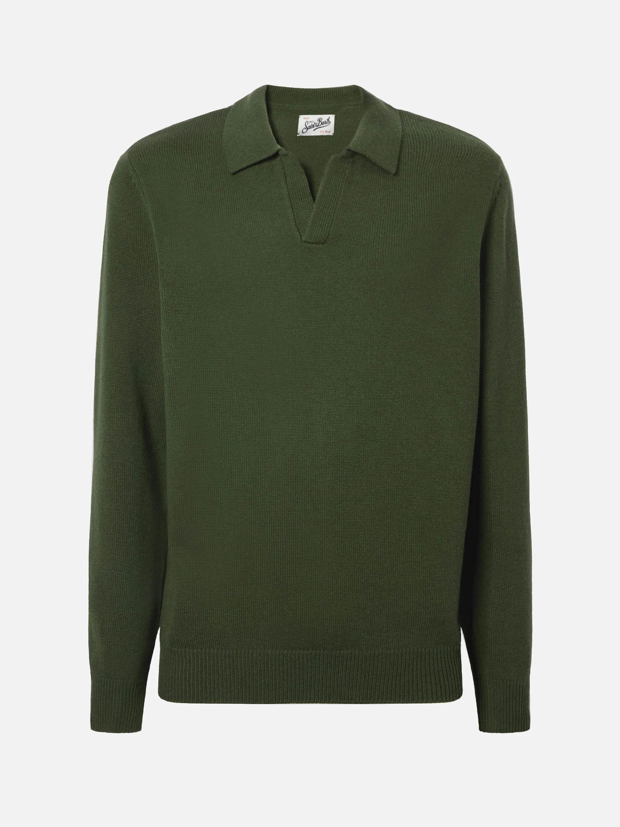 Military green pure-wool knit polo Covent - Image 5