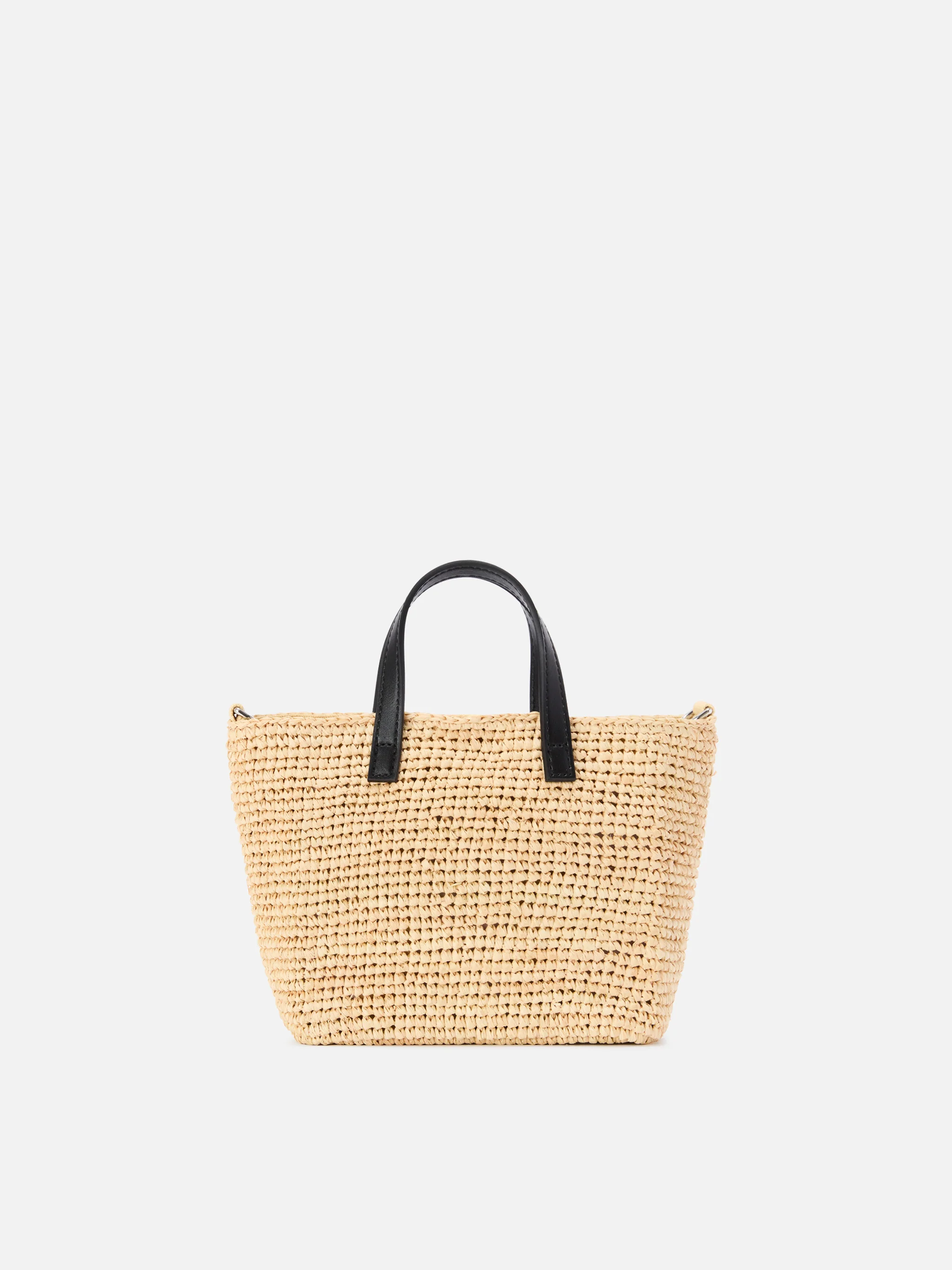 Mini City raffia bag with contrasting black embroidered logo - Image 3