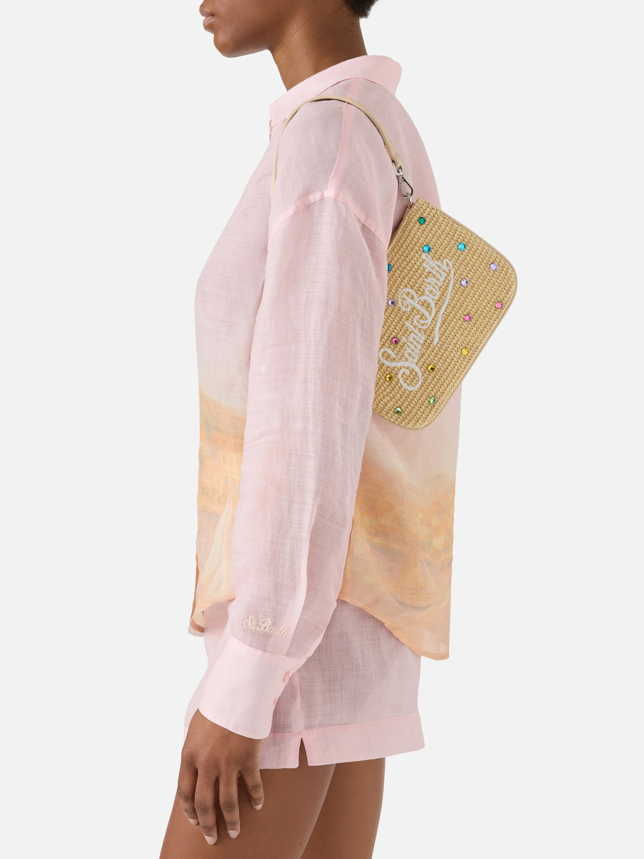 Mini Parisienne pouch with removable shoulder strap and multicolor rhinestones - Image 2