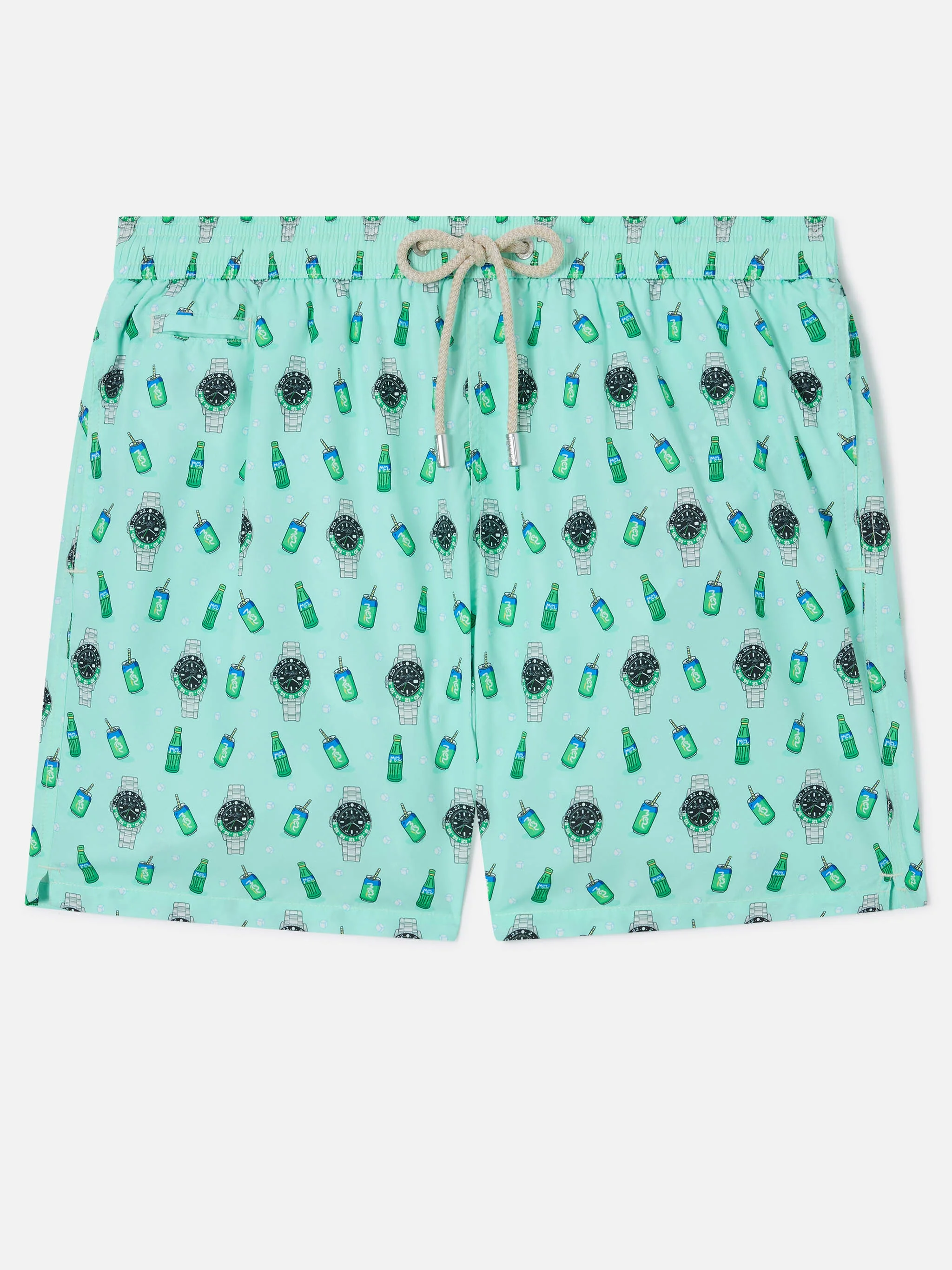 Mint green Lighting Micro swim shorts with left watch print
